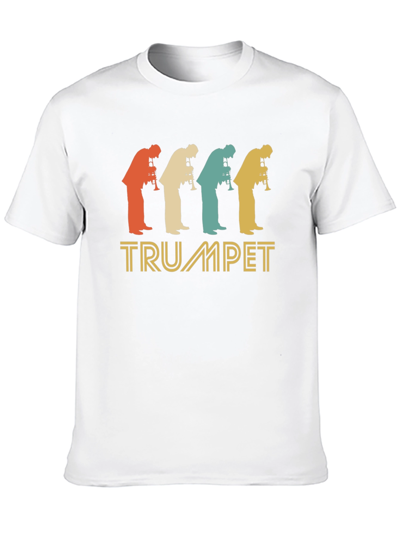 Black Vintage Trumpet Player Silhouette T-Shirt view 10