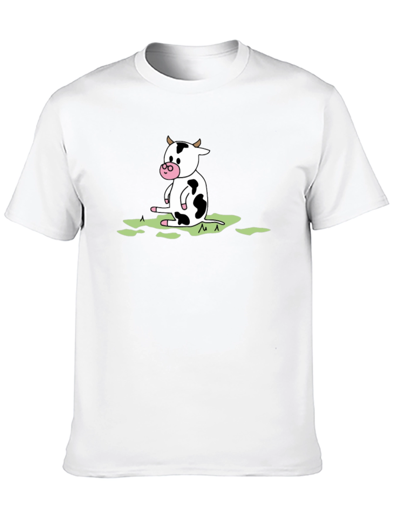 Black Cow Cartoon Graphic Tee - Black Cotton T-Shirt view 10