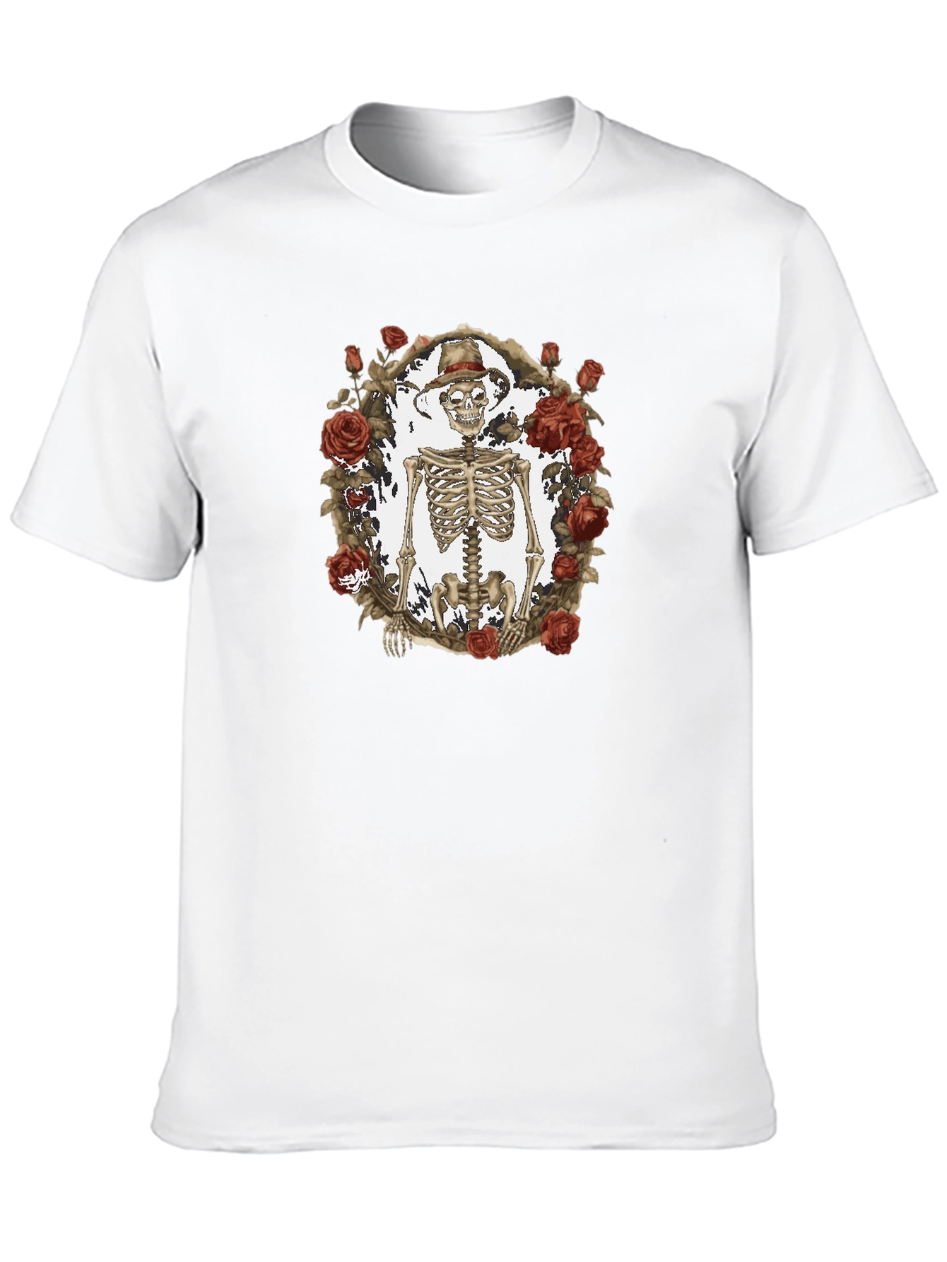 Black Skeleton & Roses Graphic Tee - Black Cotton Blend view 10