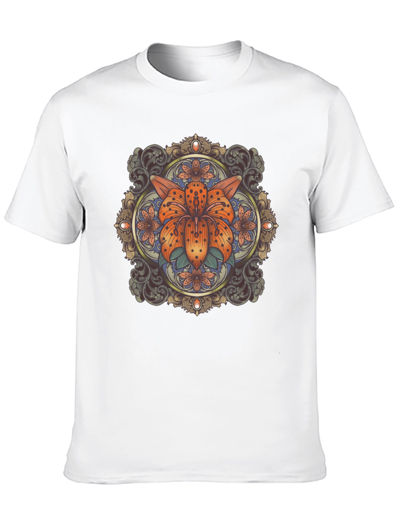 Black Floral Mandala Graphic Tee - Stylish Black T-Shirt view 10