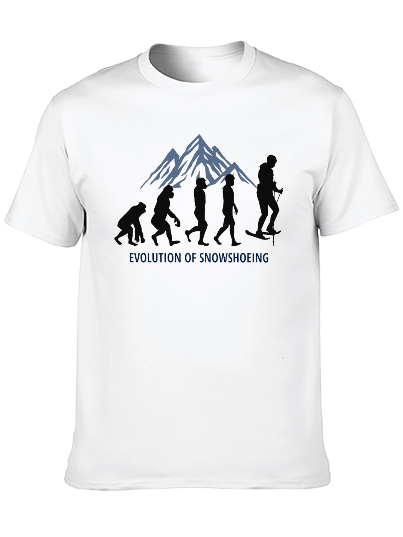 Black Evolution of Snowshoeing Black Graphic Tee view 10