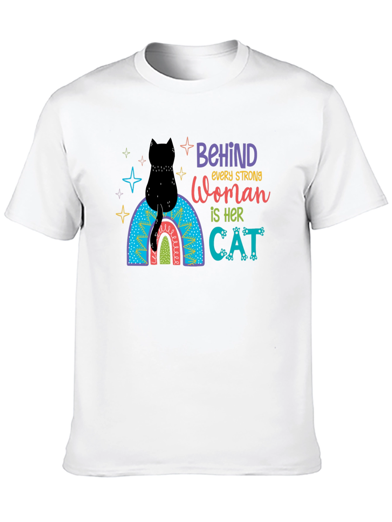 Black Behind Every Strong Woman Cat T-Shirt view 10