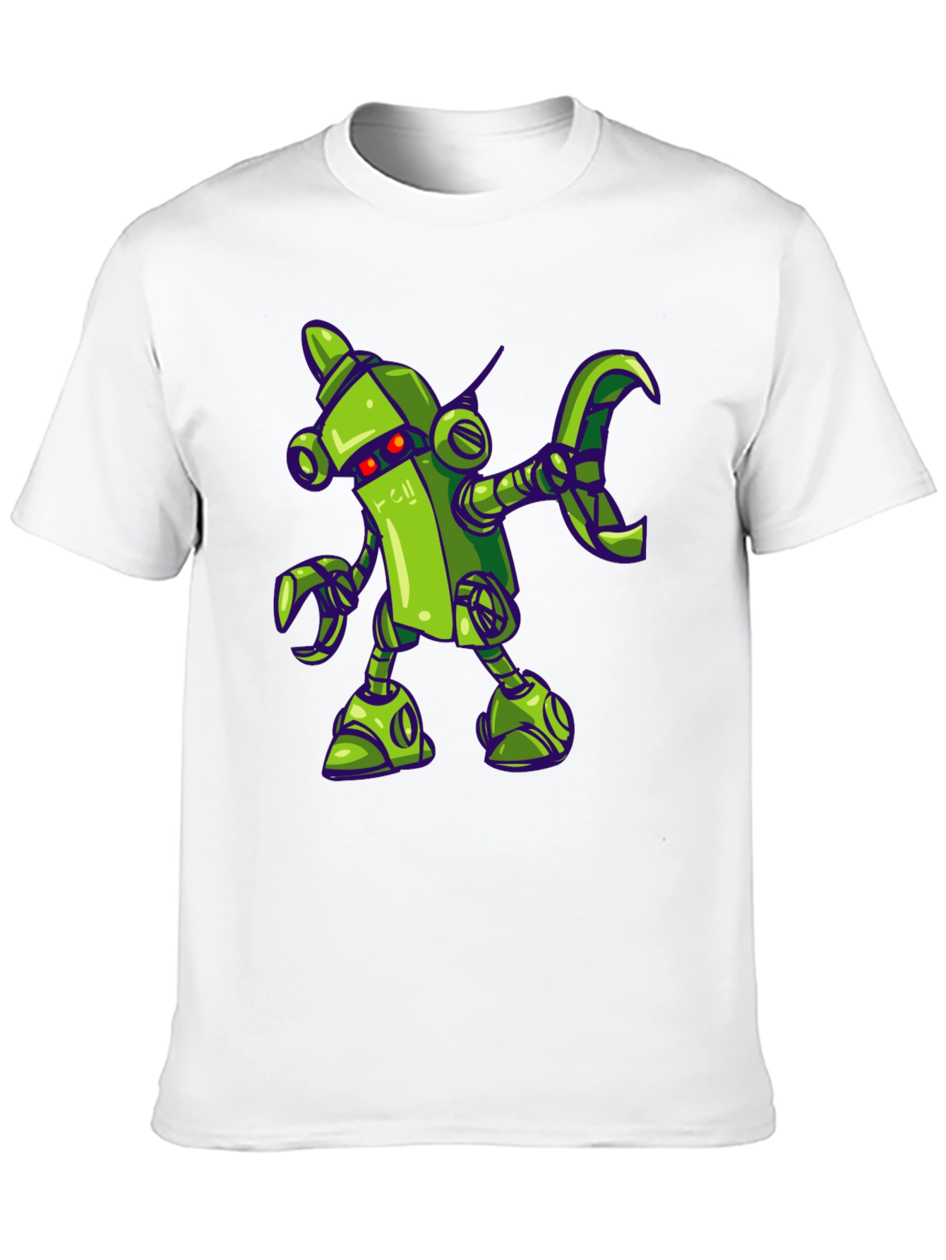 Black Cartoon Robot Graphic Tee - Black Cotton Shirt view 10