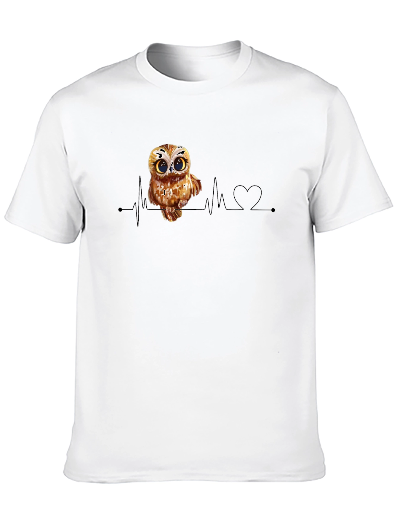 Black Owl Heartbeat Black T-Shirt view 10