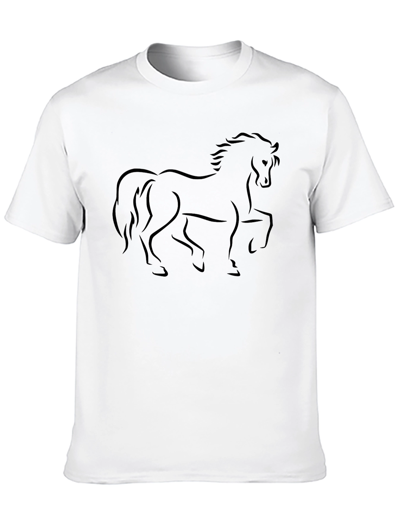 Black Elegant Horse Outline T-Shirt - Black view 10