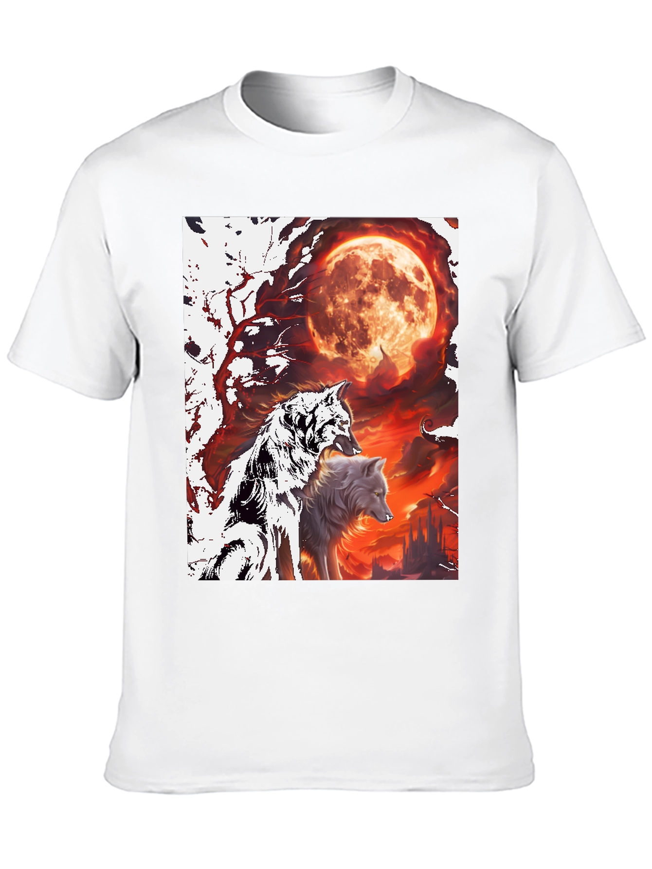 Black Wolf Pack Moon Graphic Tee - Black Cotton view 10