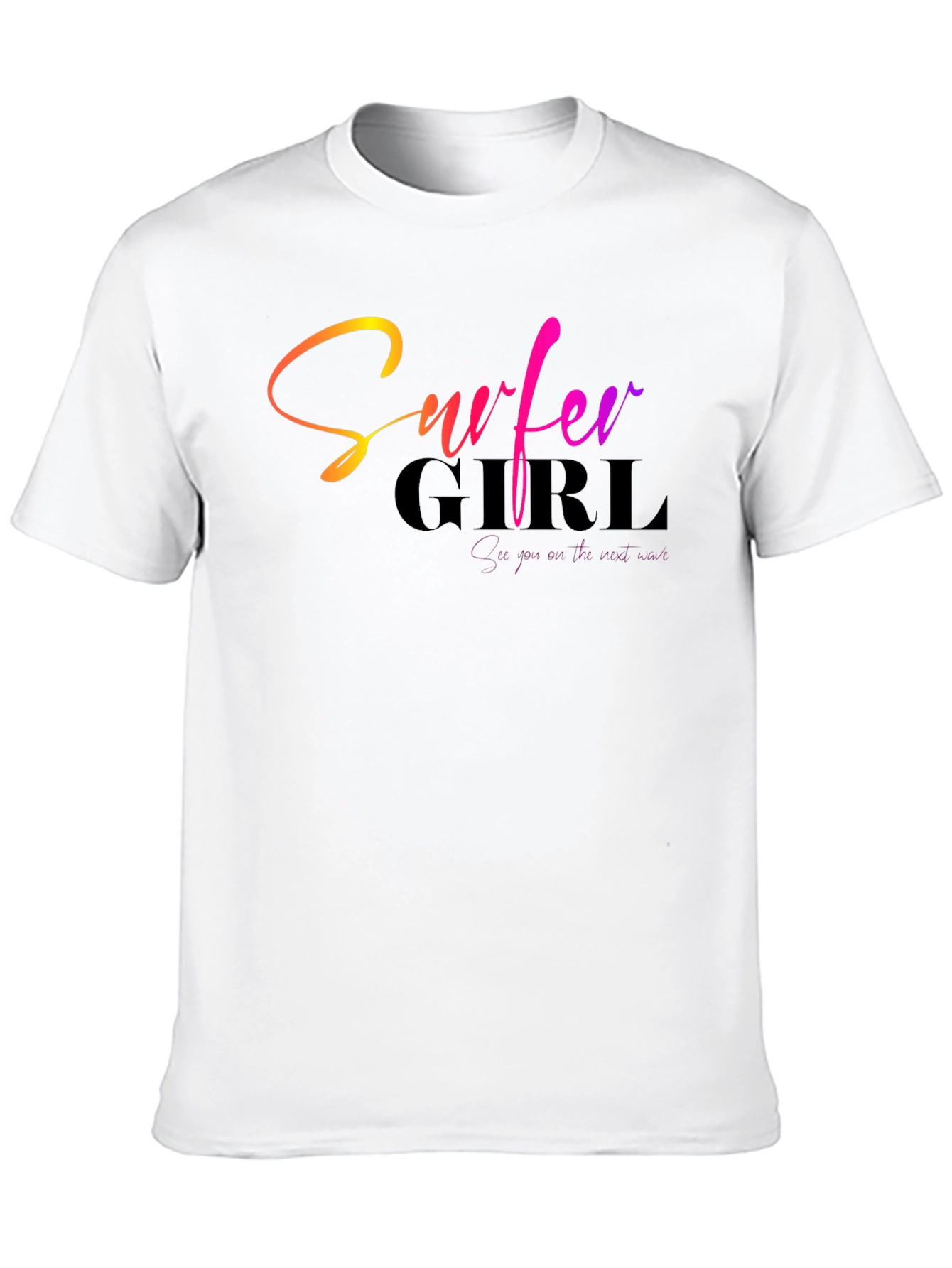 Black Surfer Girl Gradient Text Black T-Shirt view 10