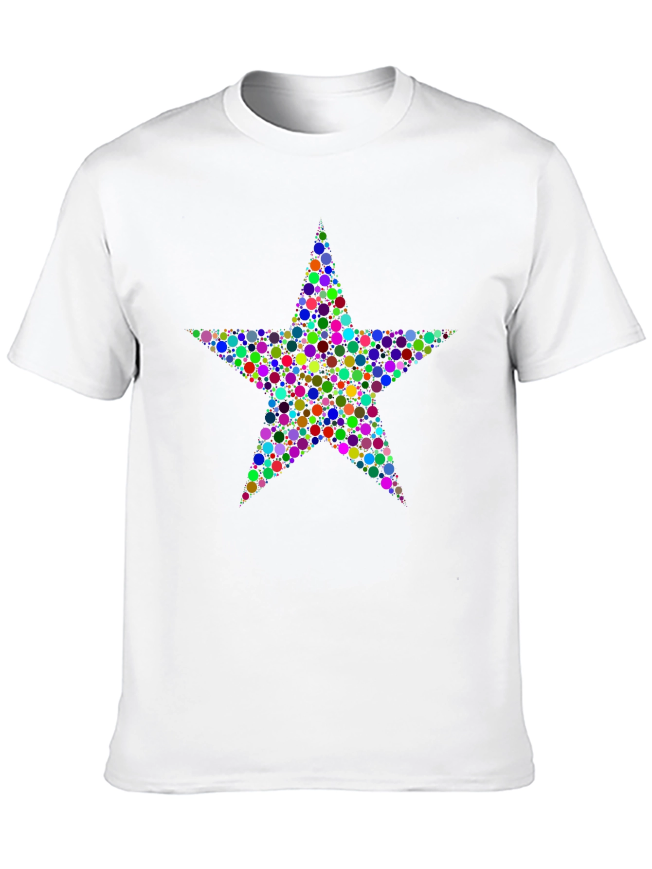 Black Colorful Star Pattern Black T-Shirt view 10