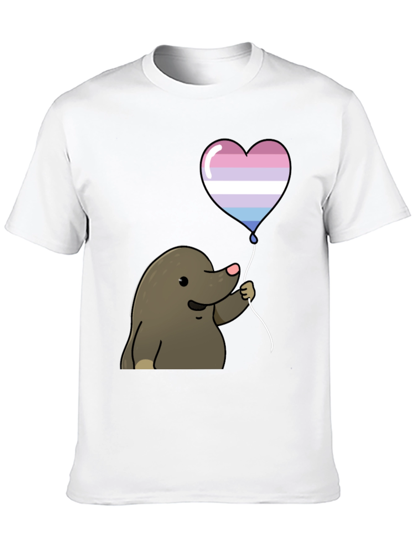 Black Mole with Transgender Pride Heart Balloon T-Shirt view 10