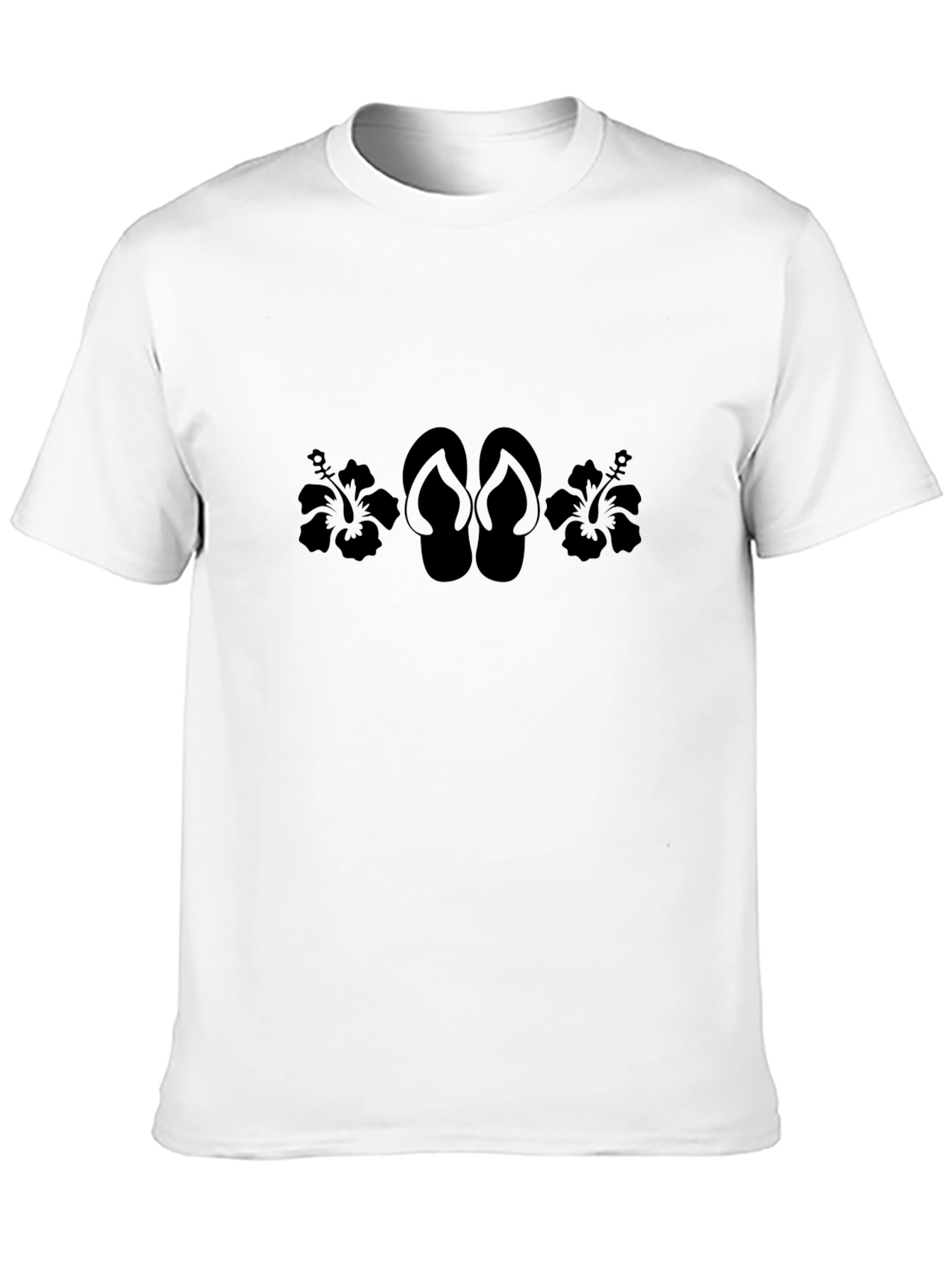 Black Black Hibiscus & Flip Flop T-Shirt view 10