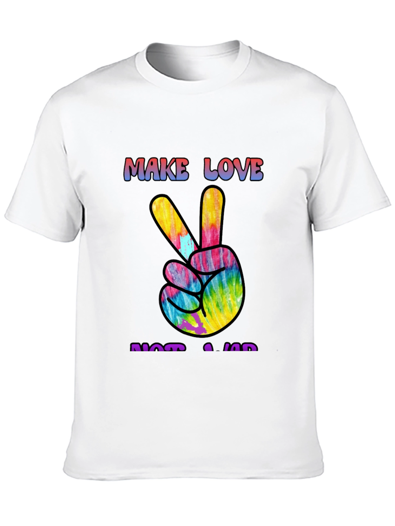 Black Make Love Not War Tie Dye Peace Sign Graphic Tee view 10
