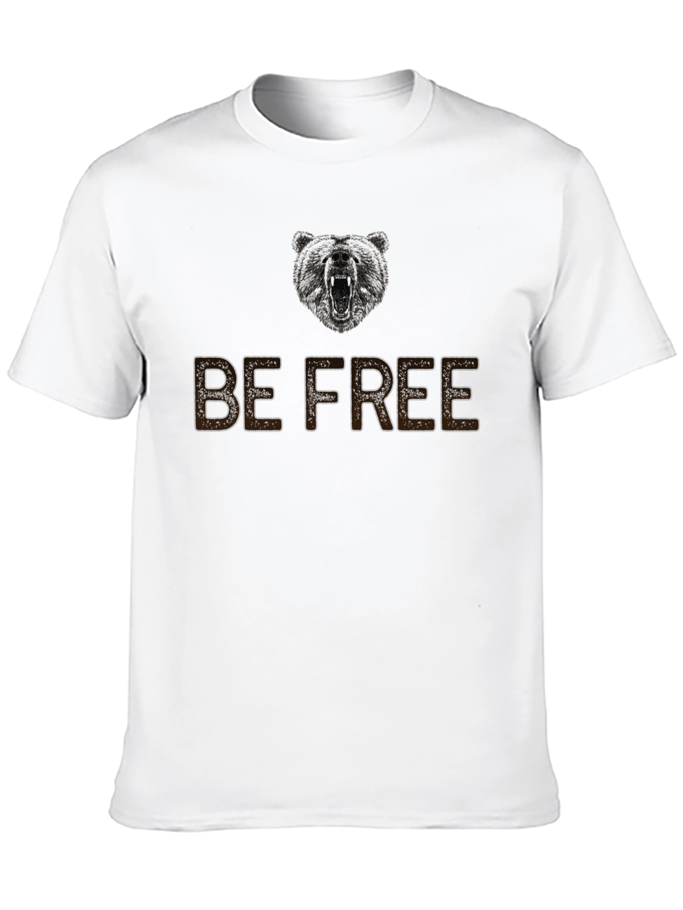 Black Be Free Bear Graphic Men's Black T-Shirt view 10