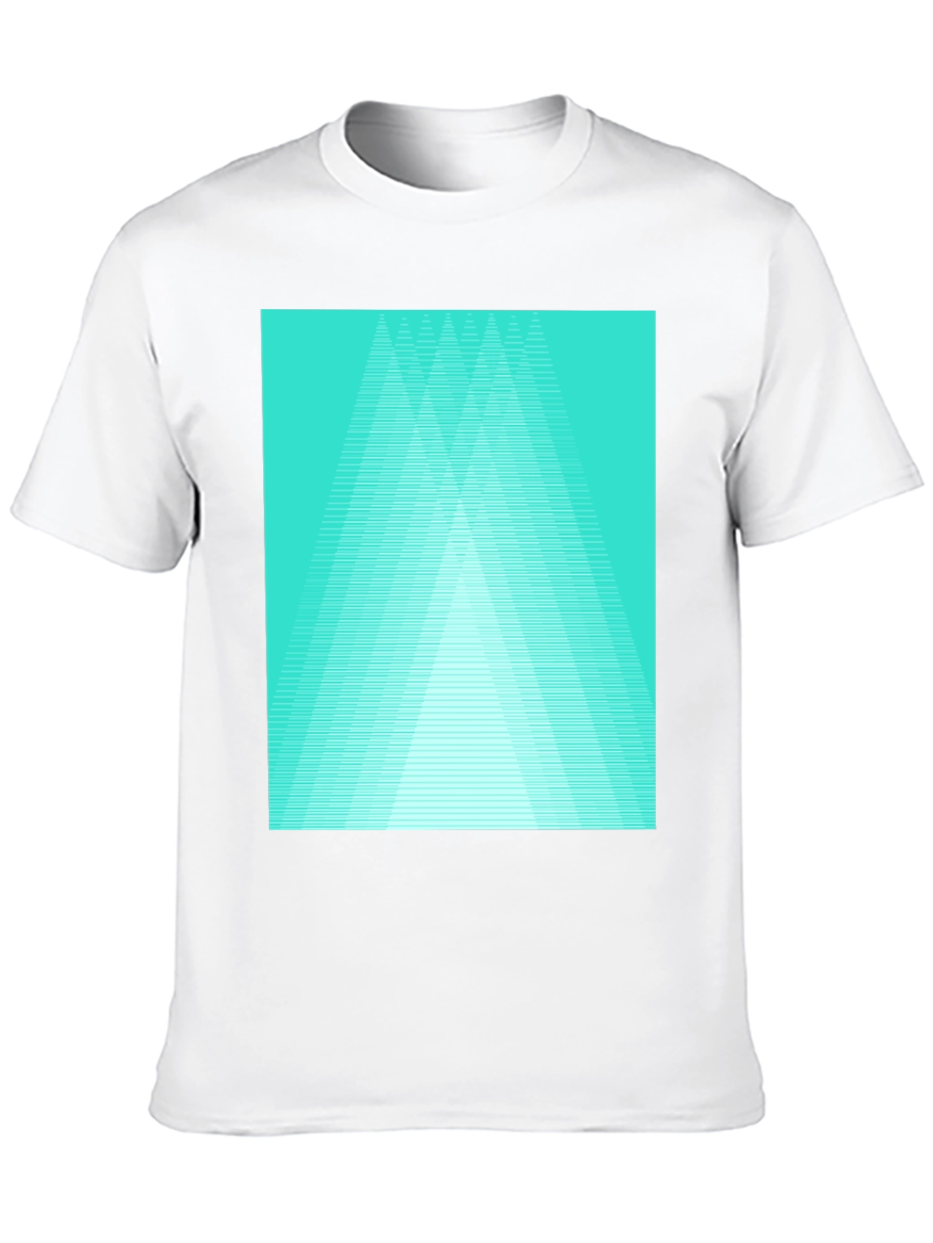 Black Retro Geometric Tee - Aqua Triangle Design view 10