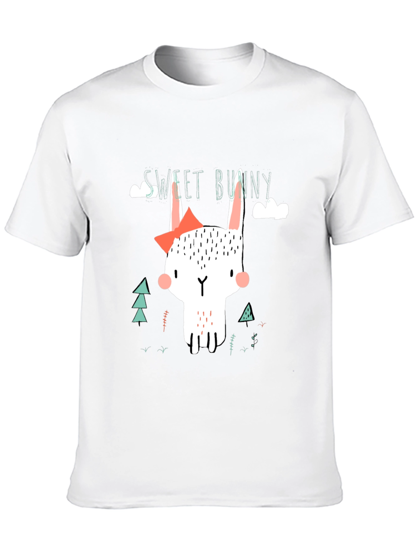 Black Sweet Bunny Graphic Tee - Black Cotton T-Shirt view 10