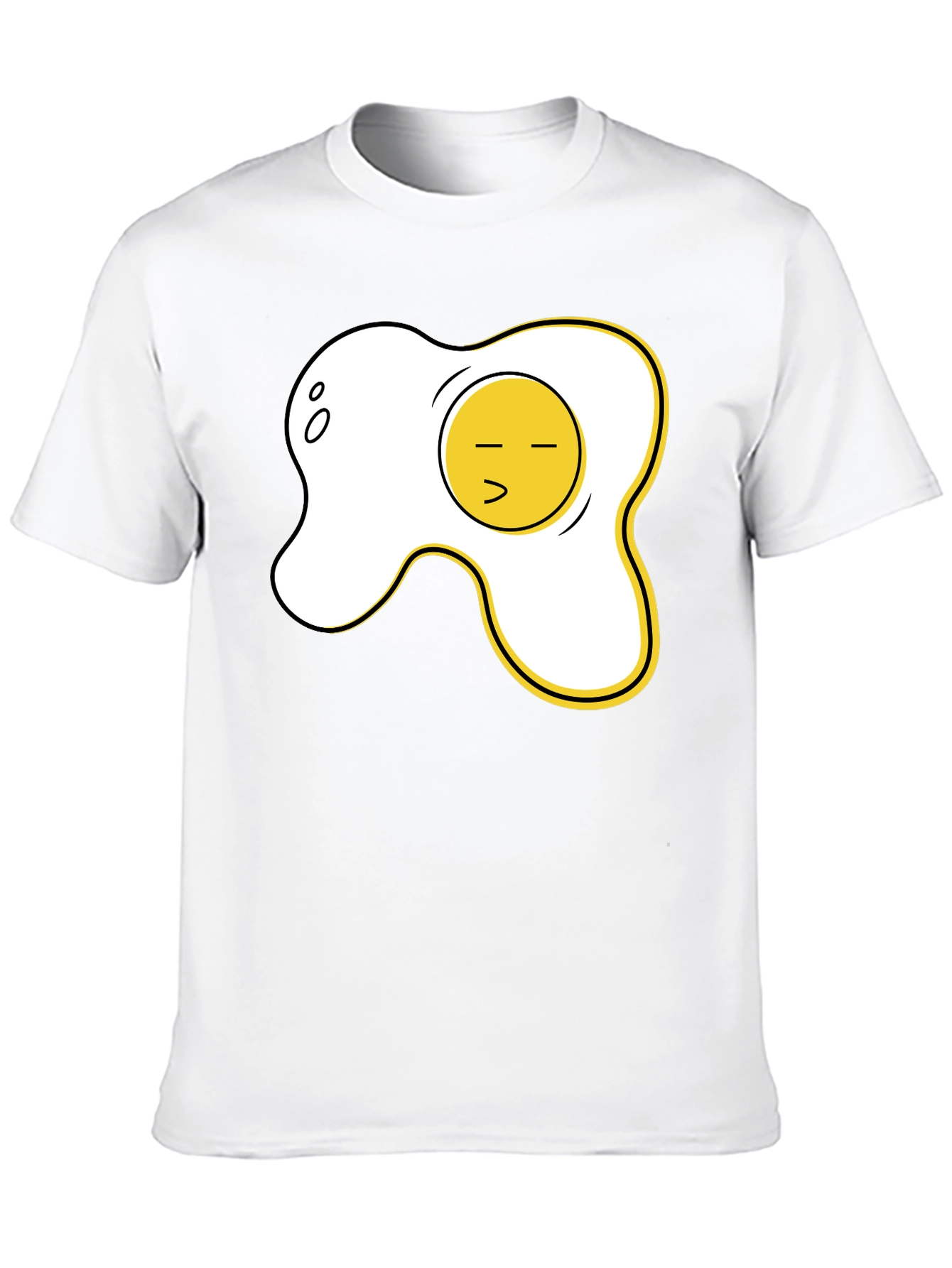 Black Funny Fried Egg Graphic Tee - Casual Black T-Shirt view 10