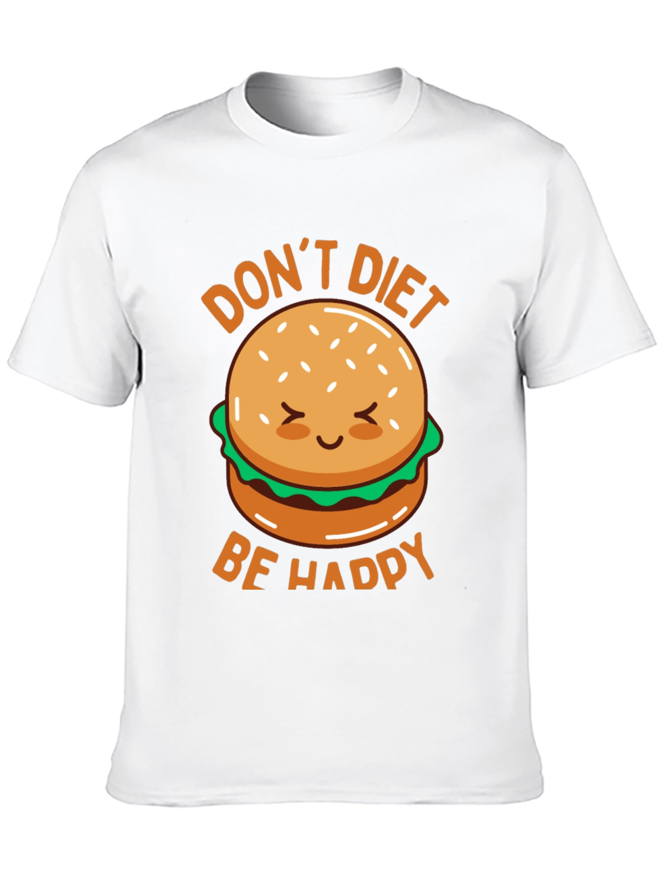 Black Don't Diet Be Happy T-Shirt - Cute Burger Graphic Tee view 10