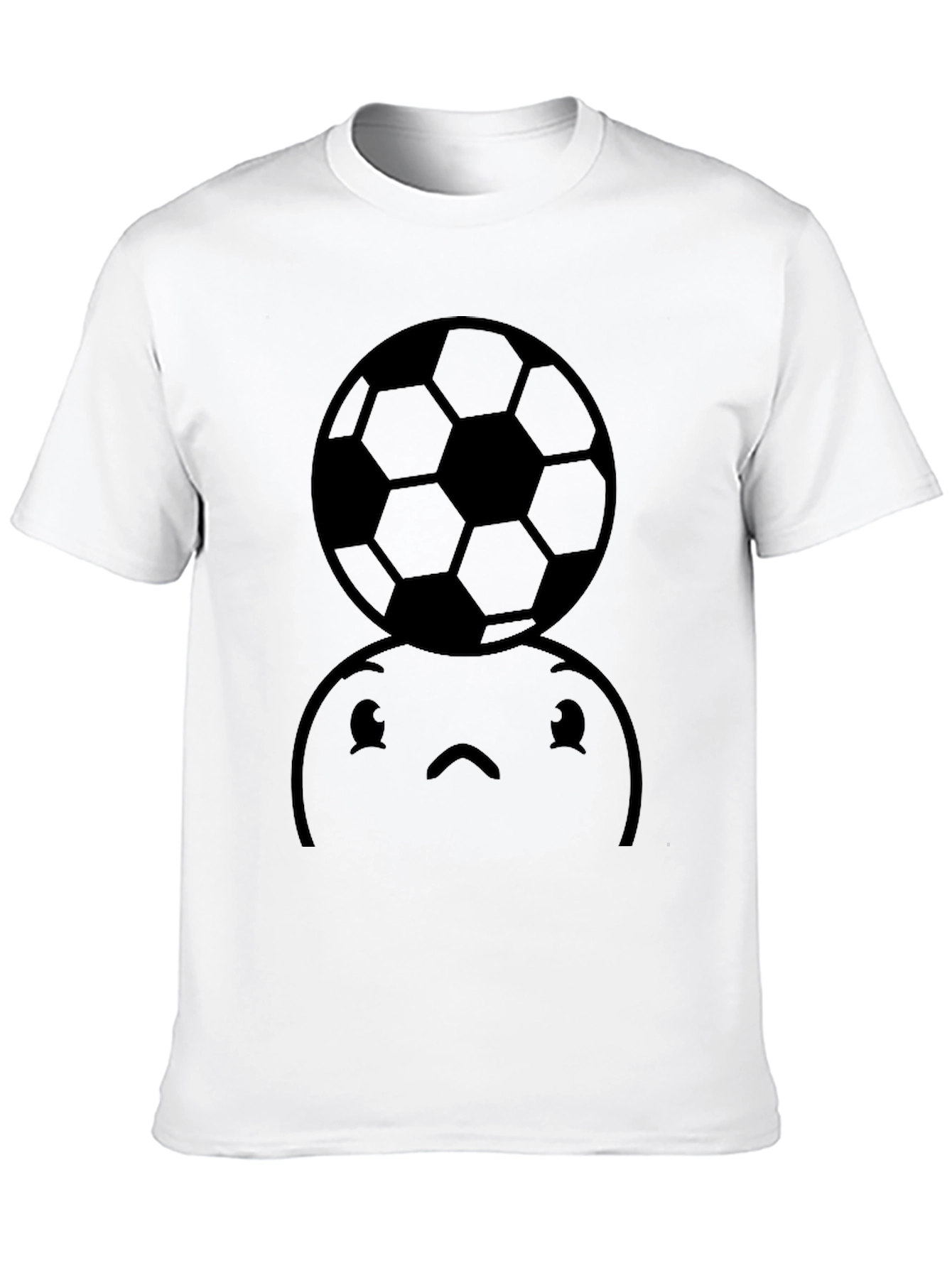 Black Soccer Ball Graphic T-Shirt - Funny Face Tee view 10