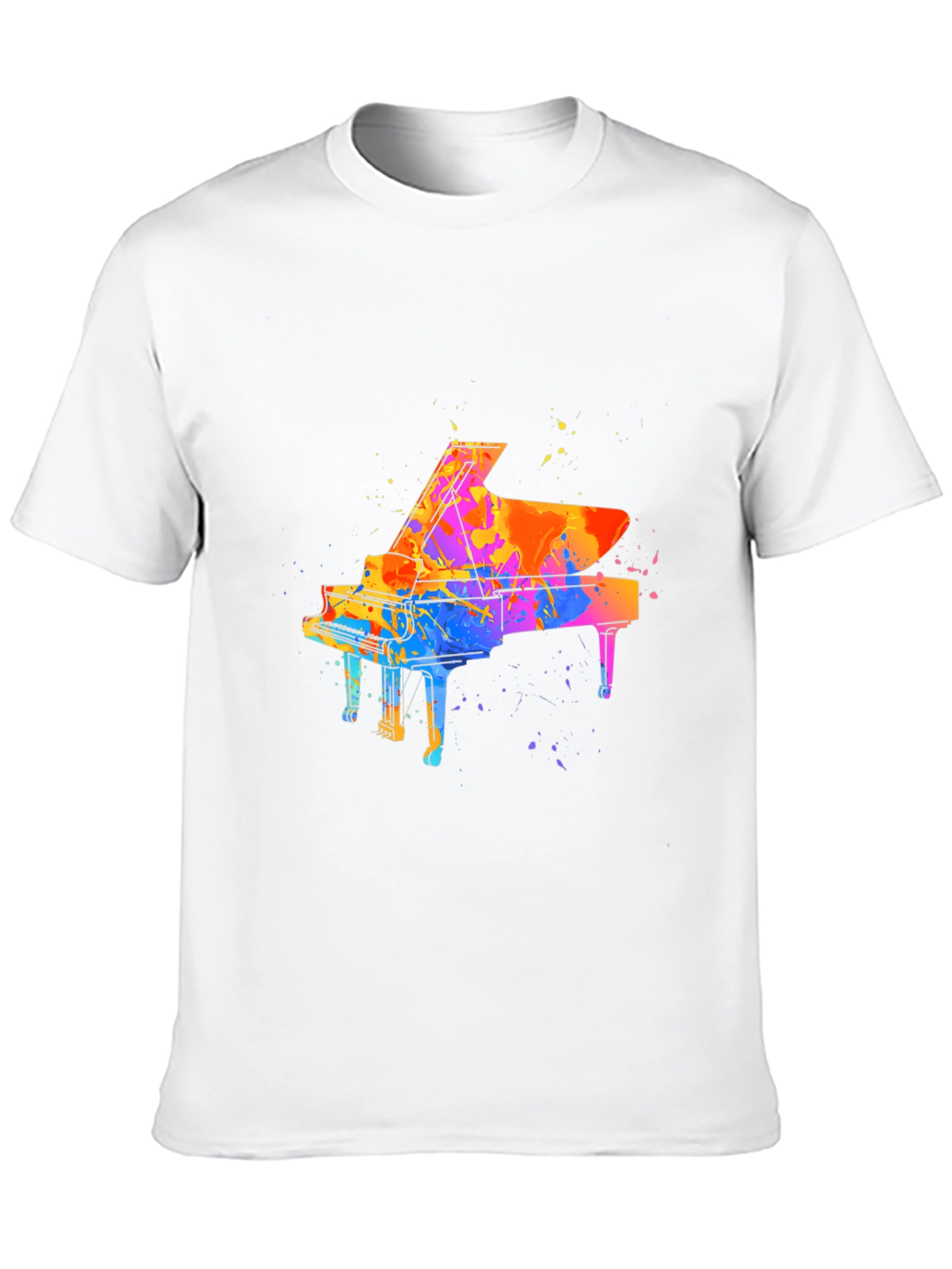 Black Watercolor Piano Graphic Men's Black T-Shirt view 10