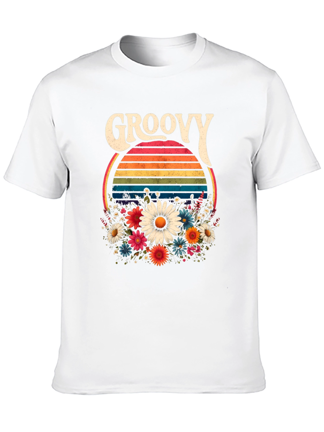 Black Groovy Floral T-Shirt - Retro Style view 10