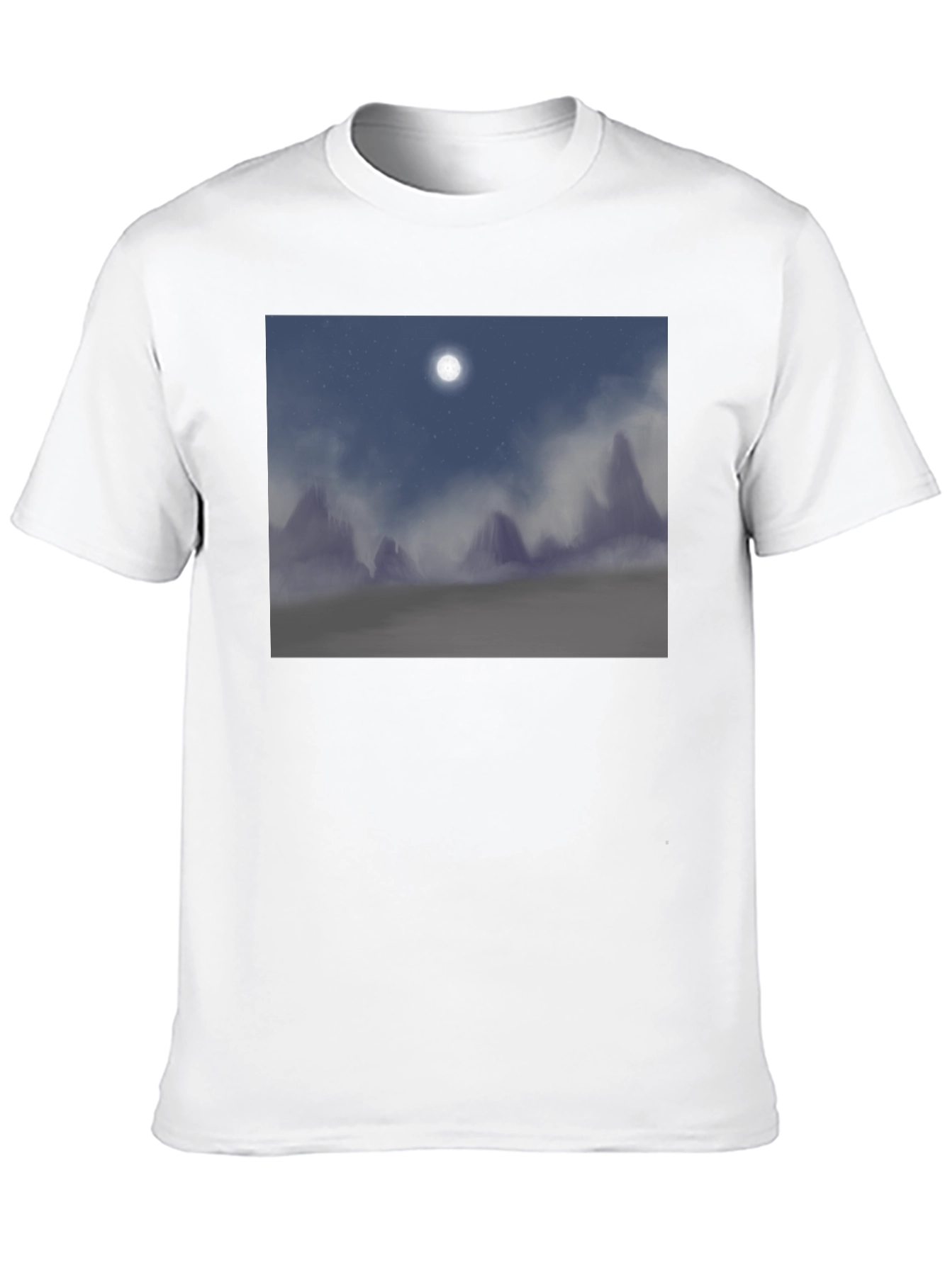 Black Moonlit Mountainscape T-Shirt - Black view 10