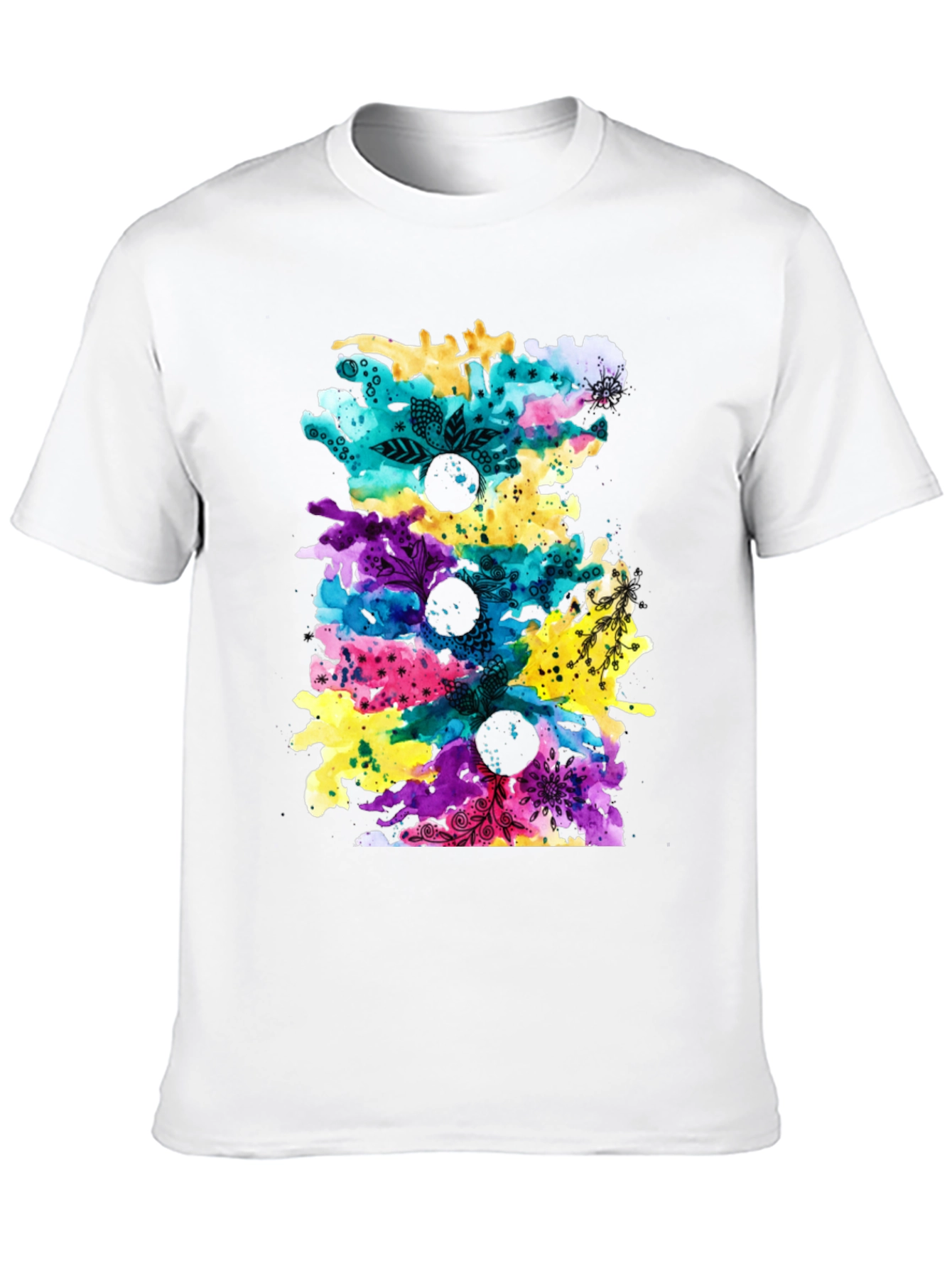 Black Abstract Watercolor Print Black T-Shirt view 10