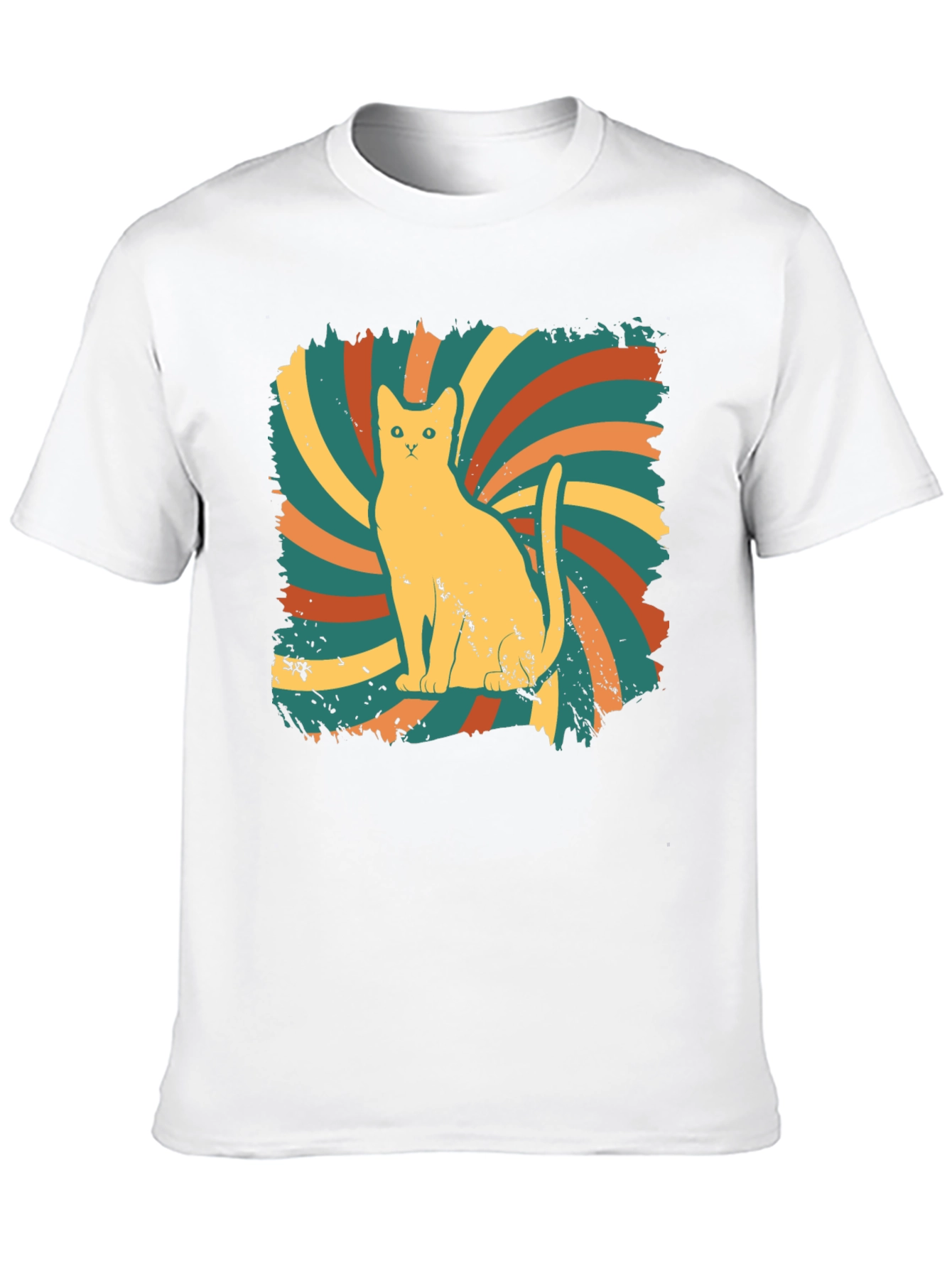 Black Retro Cat Graphic Tee - Vintage Style T-Shirt view 10