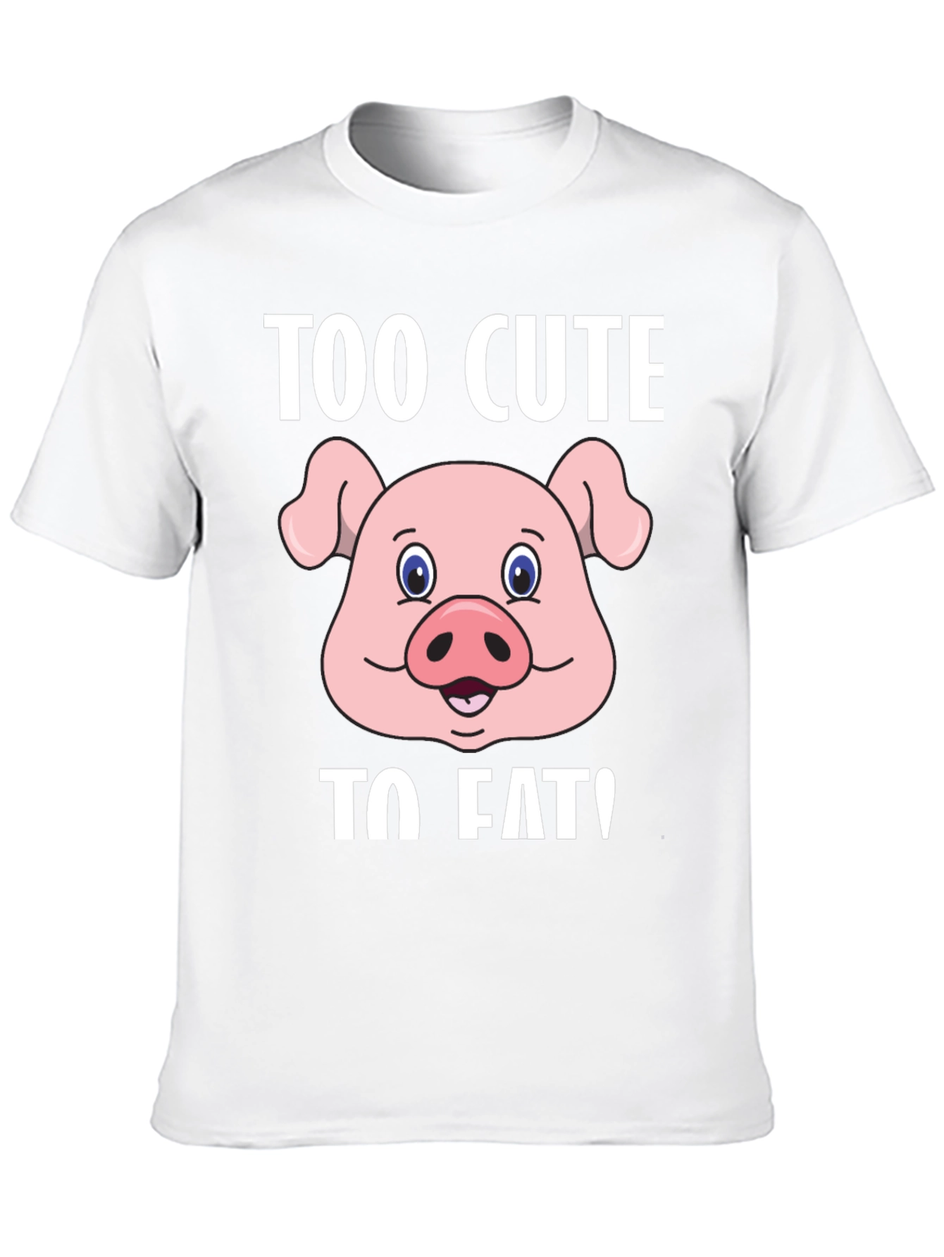 Black Cute Pig Graphic T-Shirt - "Too Cute To Eat!" view 10