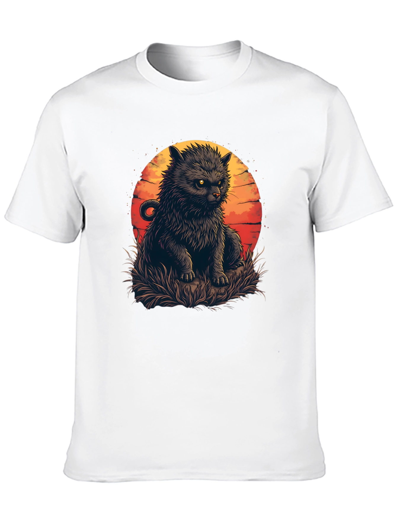 Black Black Cat Sunset Graphic Tee view 10