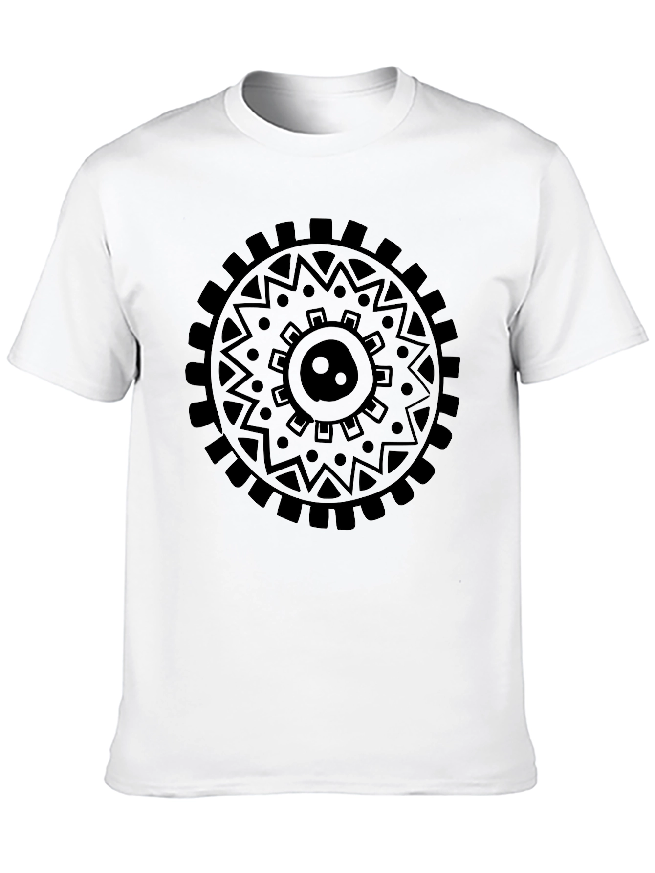 Black Black Graphic Tee - Circular Tribal Design view 10