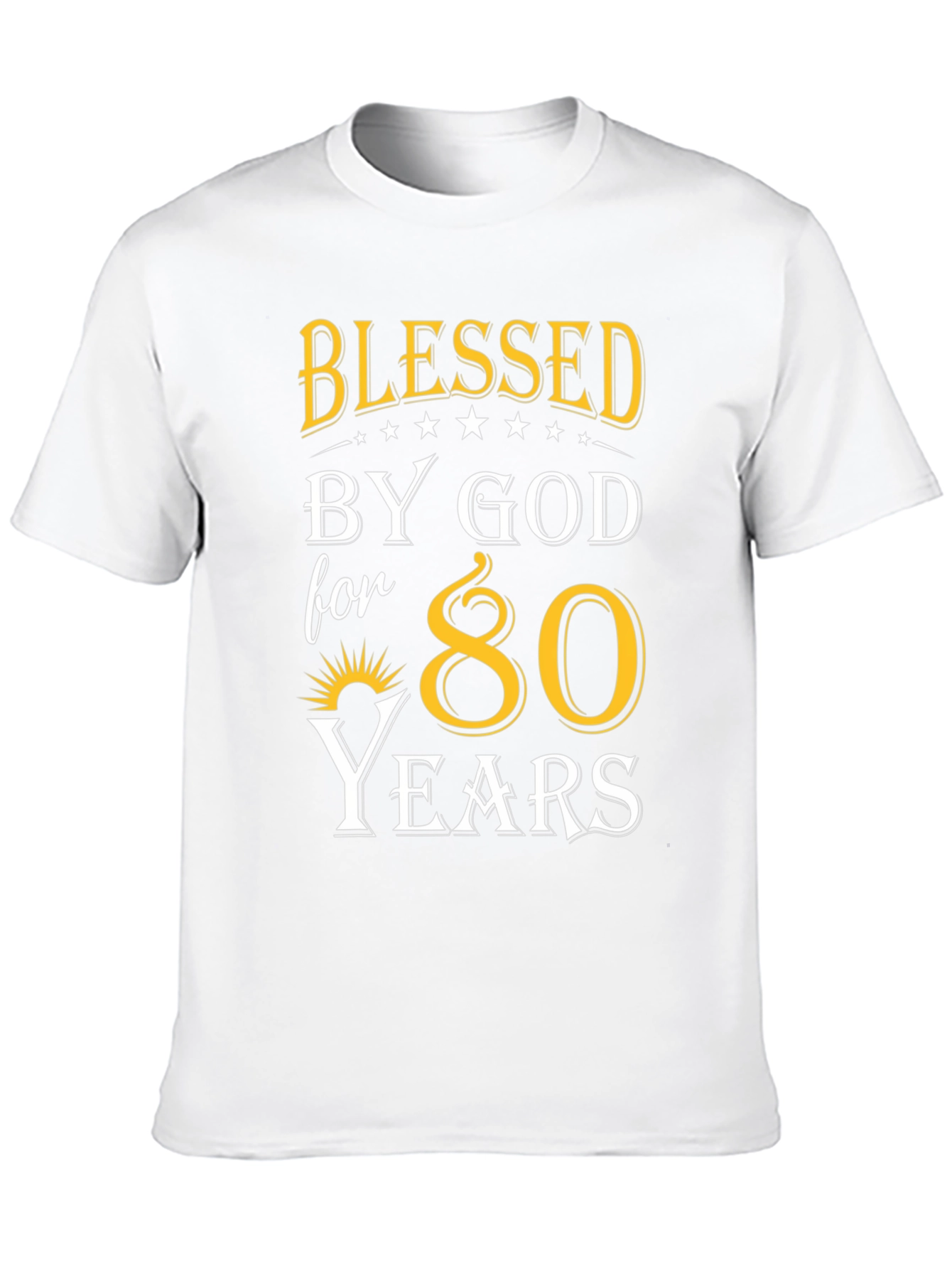 Black Blessed by God 80 Years T-Shirt view 10