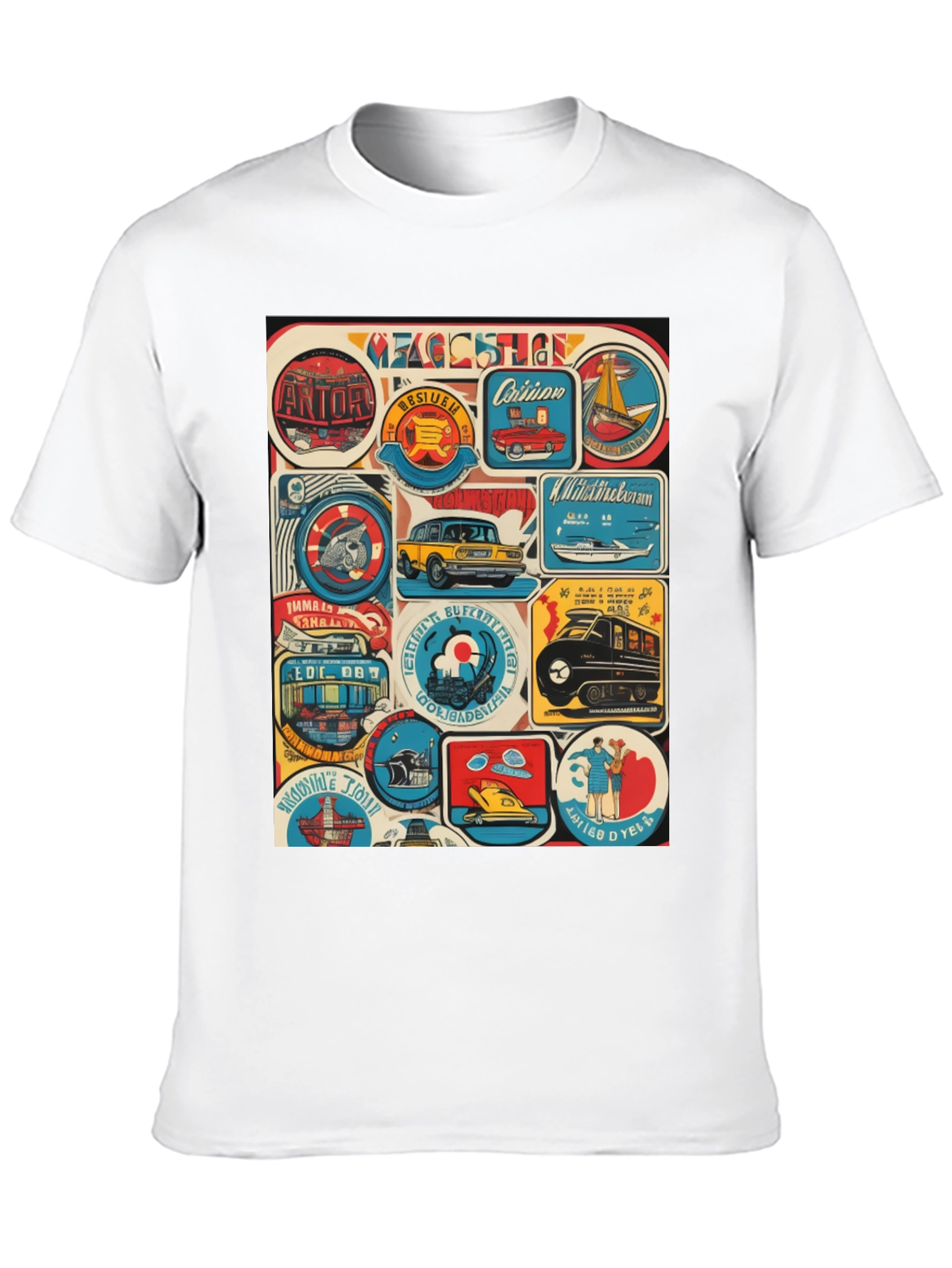 Black Retro Travel Patch T-Shirt view 10