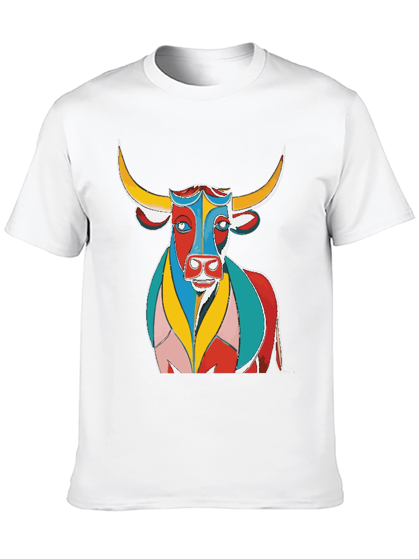 Black Colorful Bull Graphic Print Black T-Shirt view 10