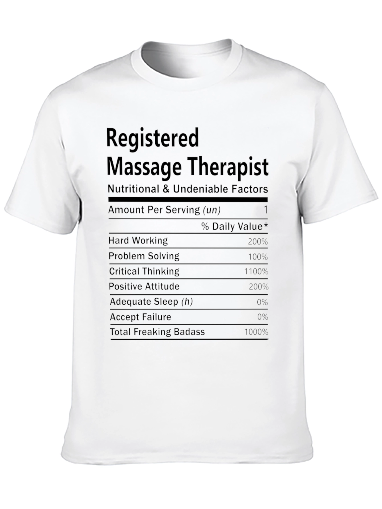Black Registered Massage Therapist Nutritional Facts T-Shirt view 10