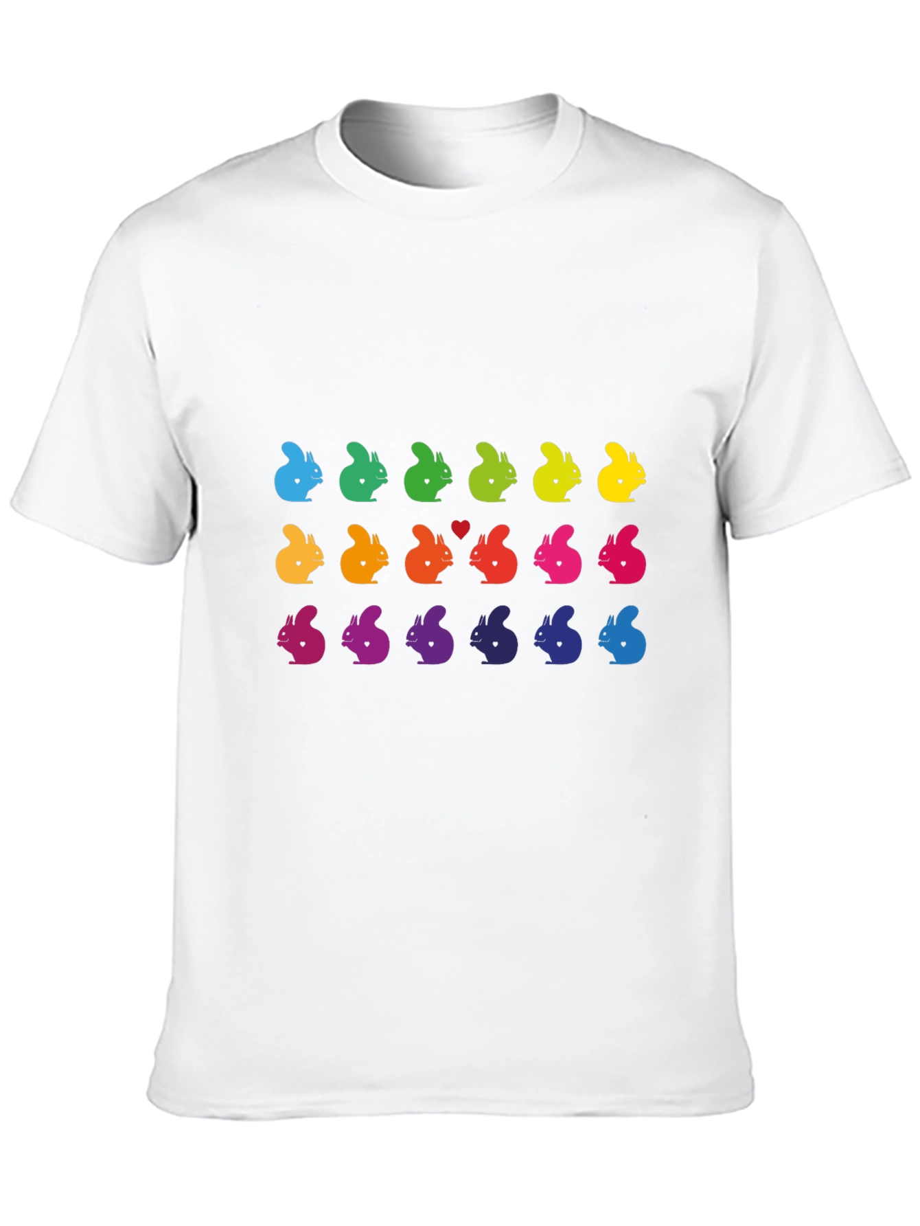 Black Rainbow Squirrel Pattern Black T-Shirt view 10