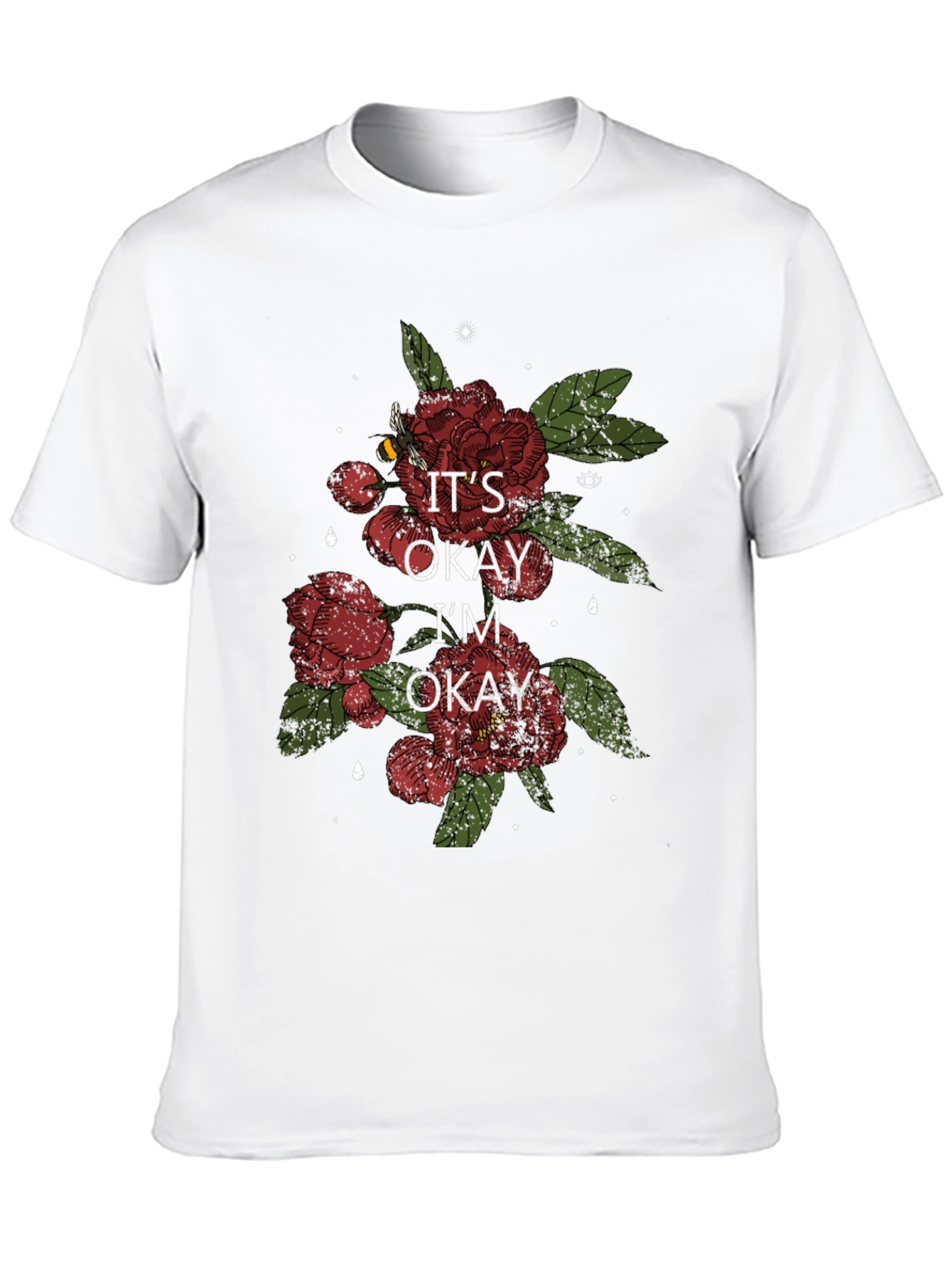 Black It's Okay I'm Okay Floral T-Shirt view 10
