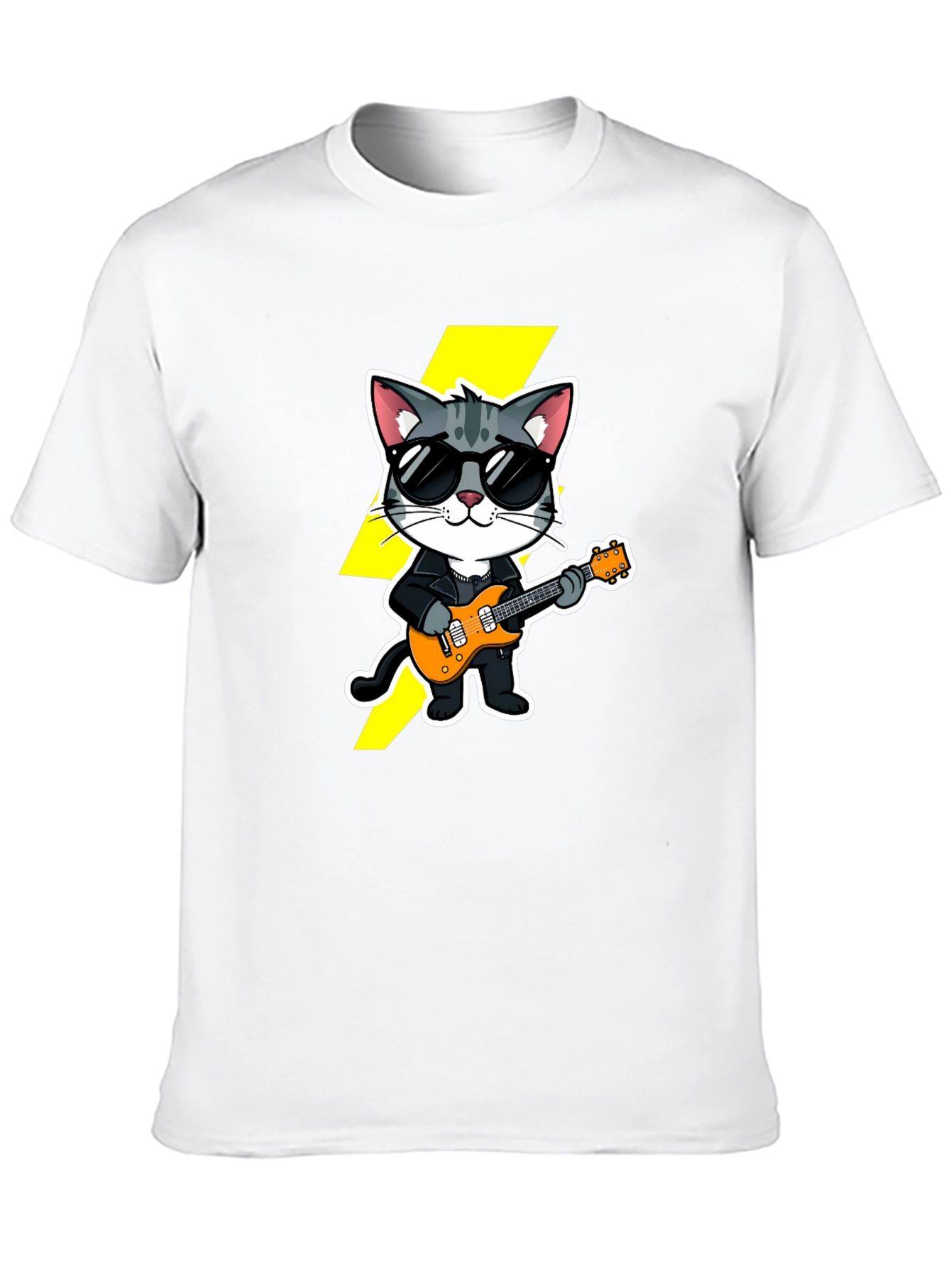 Black Cool Cat Guitarist Black T-Shirt view 10