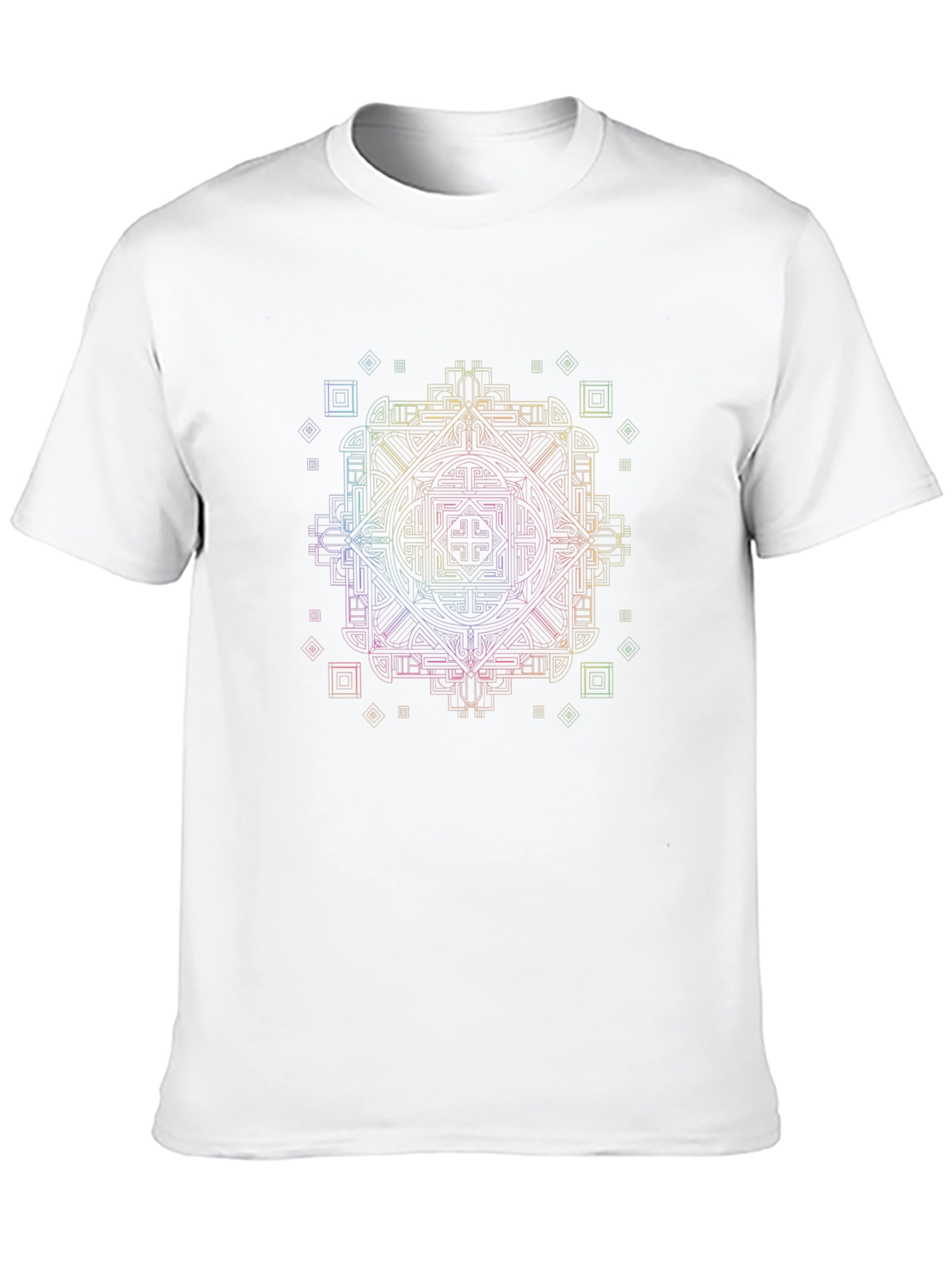 Black Geometric Rainbow Pattern Black T-Shirt view 10