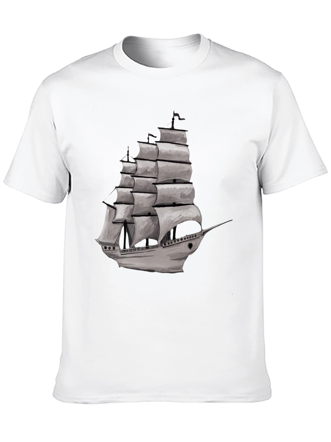 Black Nautical Sailboat Graphic Tee - Black Cotton Blend view 10