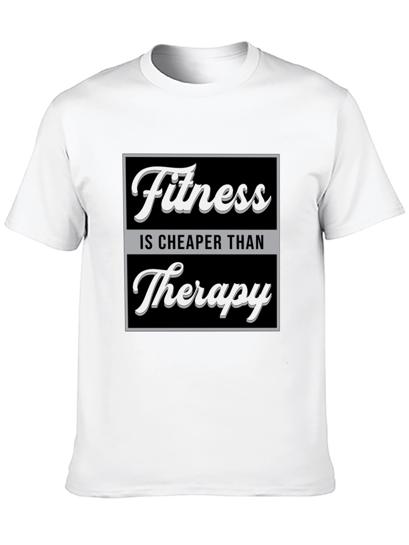 Black Fitness is Cheaper Than Therapy Graphic T-Shirt view 10