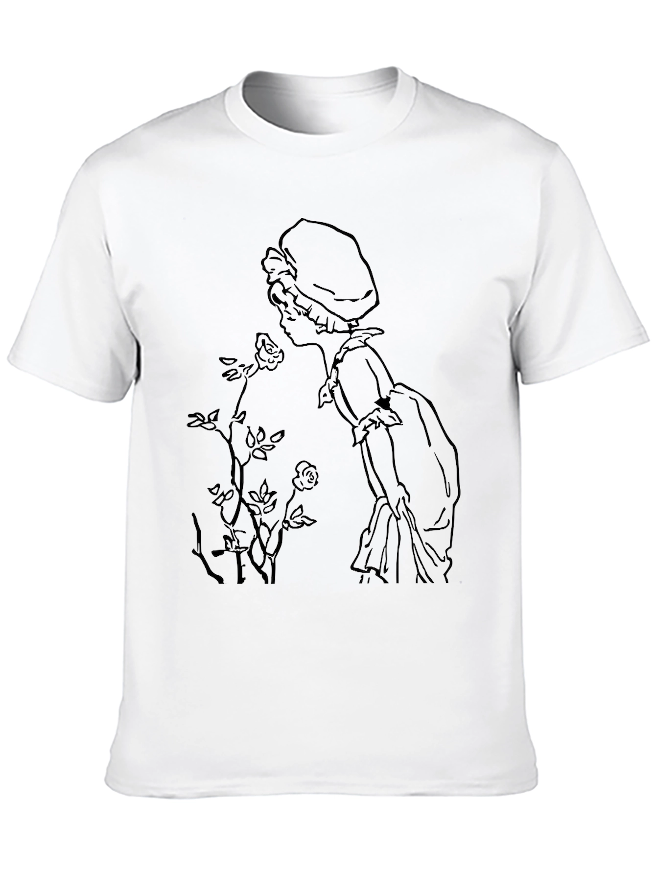 Black Vintage Girl & Roses Graphic Black T-Shirt view 10