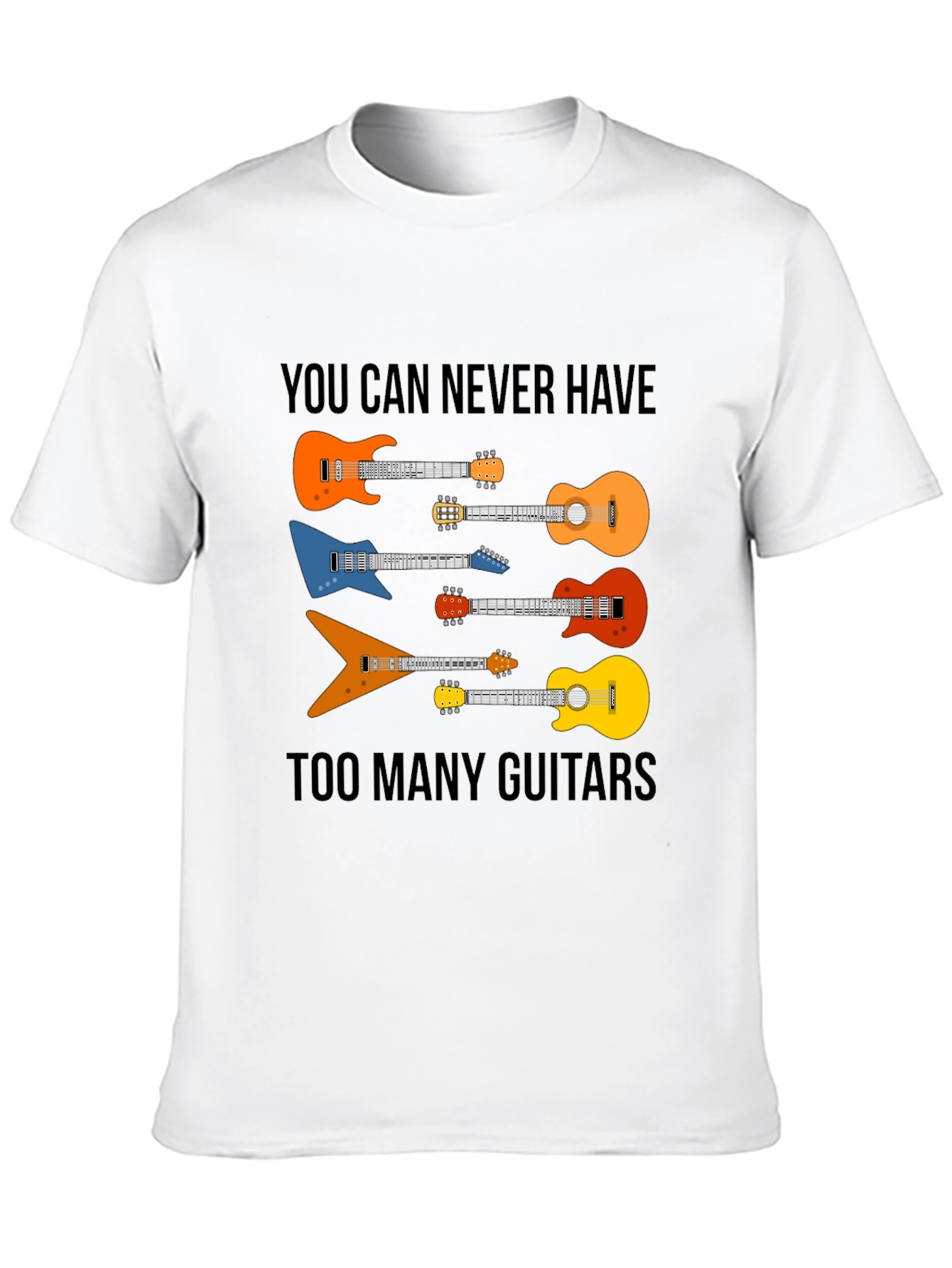 Black Guitar Lover T-Shirt - You Can Never Have Too Many Guitars view 10