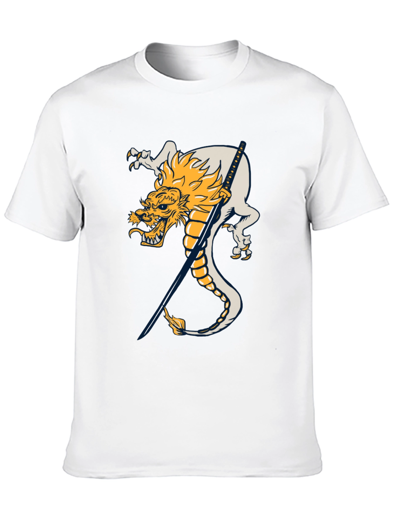 Black Dragon and Katana Black T-Shirt view 10