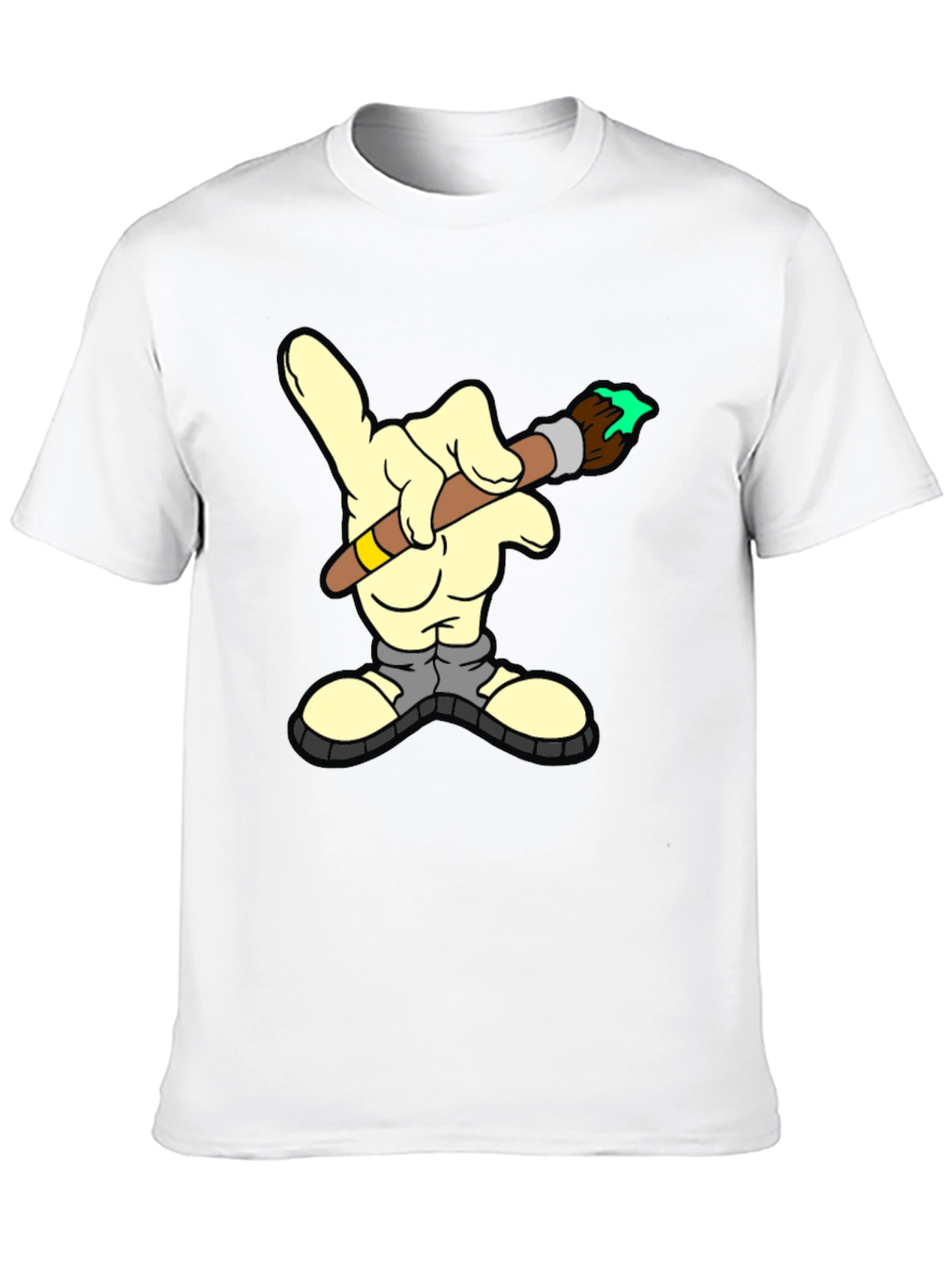 Black Cartoon Hand Painter Black T-Shirt view 10