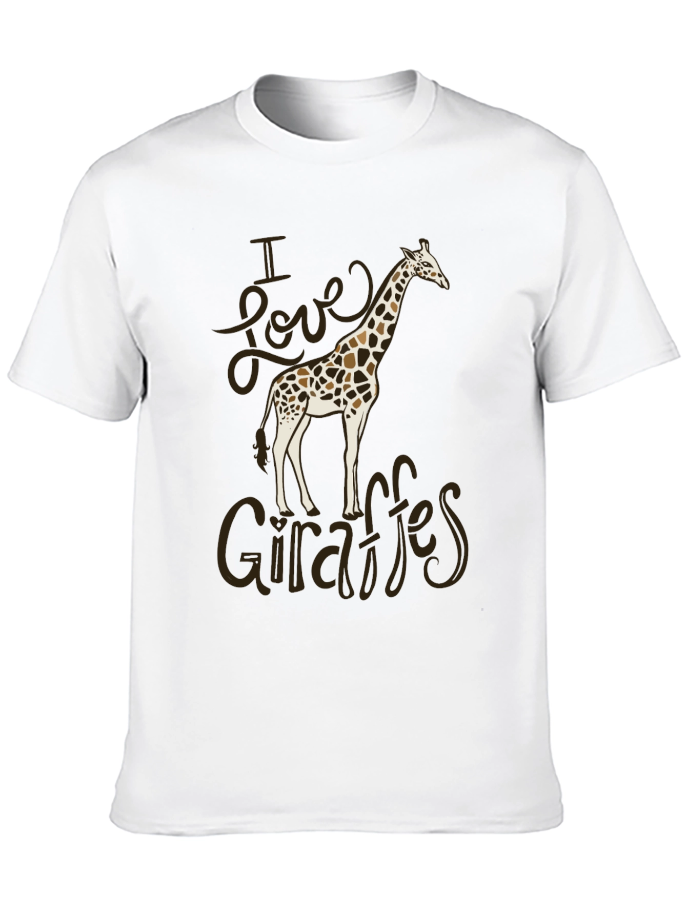 Black I Love Giraffes Black Cotton T-Shirt view 10