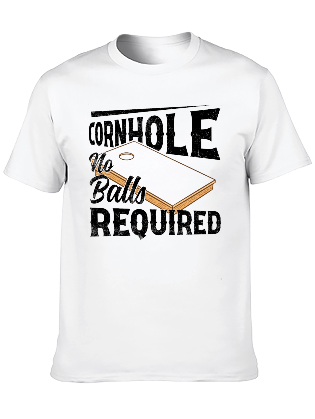 Black Cornhole No Balls Required T-Shirt view 10
