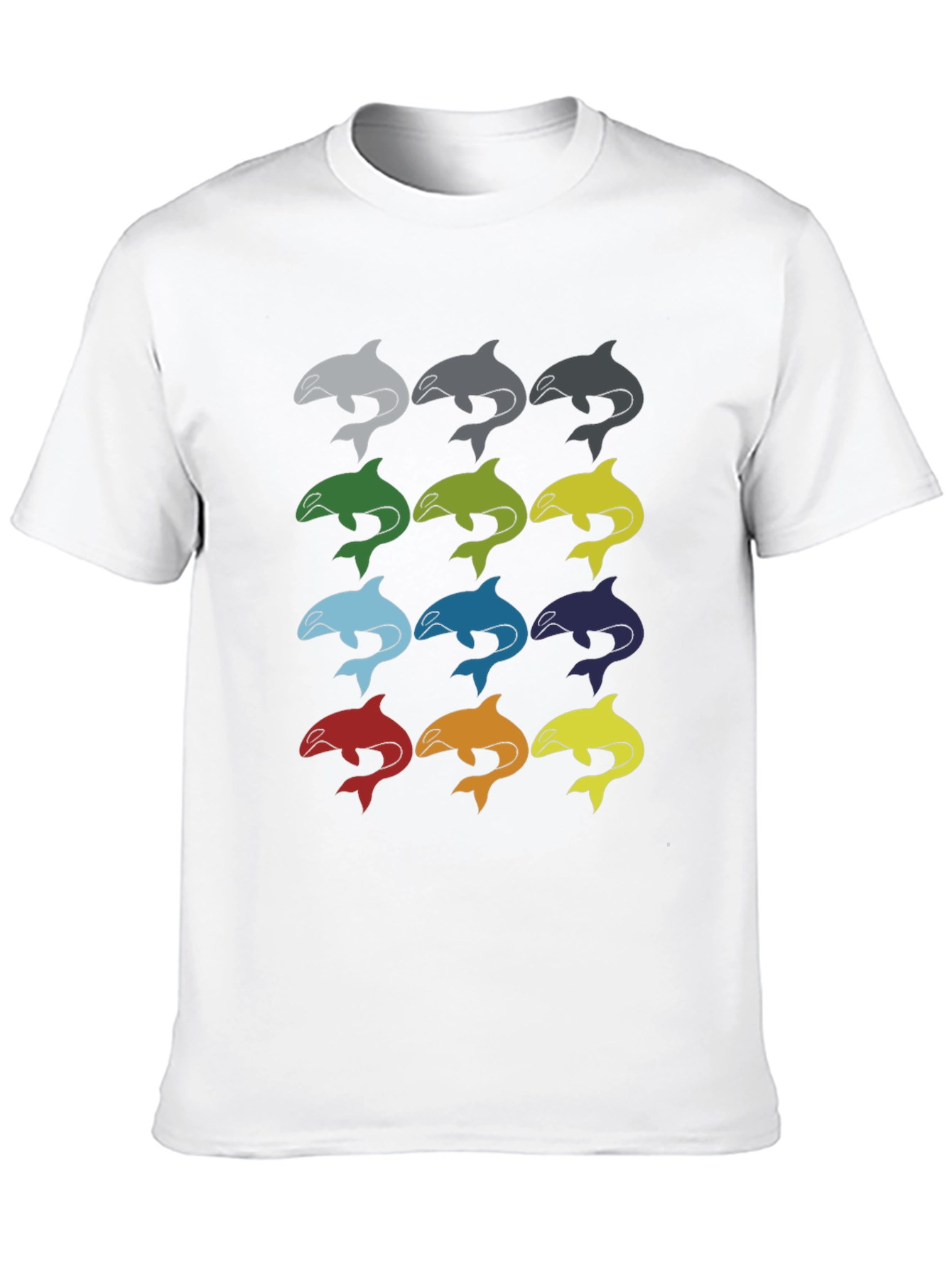 Black Dolphin Pattern Black Graphic Tee view 10