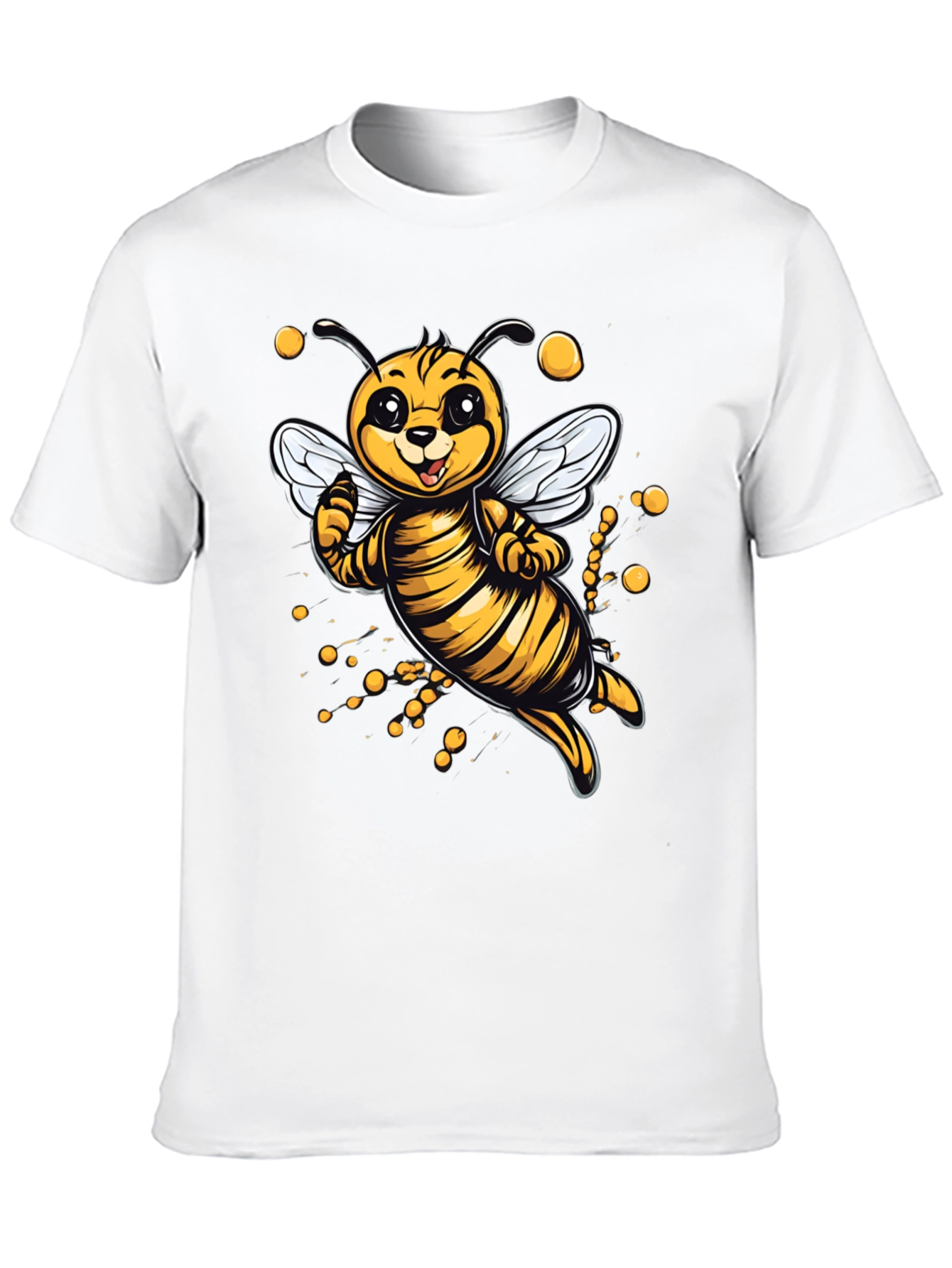 Black Cute Cartoon Bee Graphic T-Shirt view 10