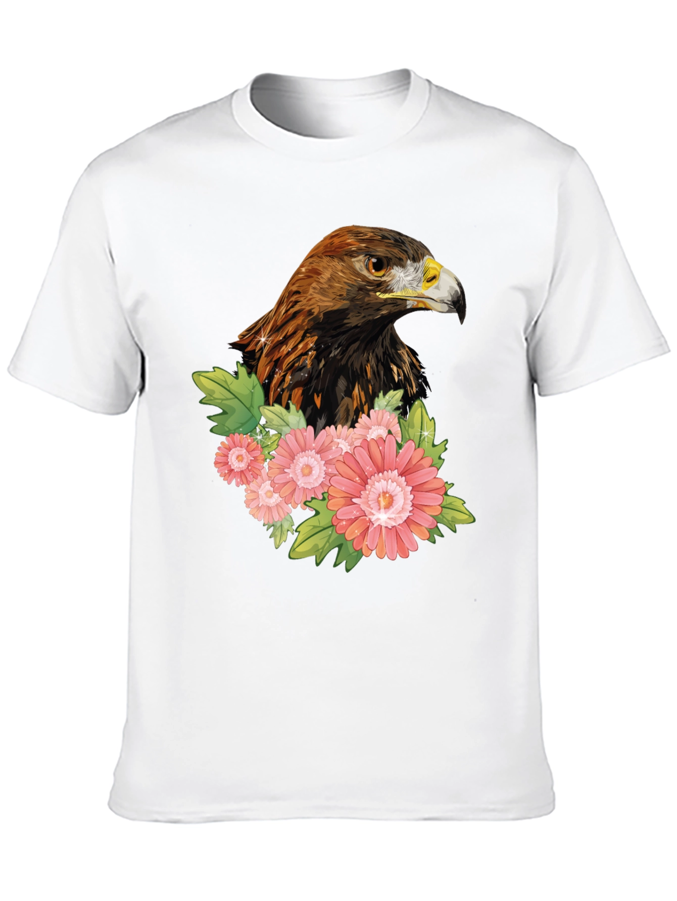 Black Eagle & Flowers Graphic T-Shirt - Men's Black Tee view 10