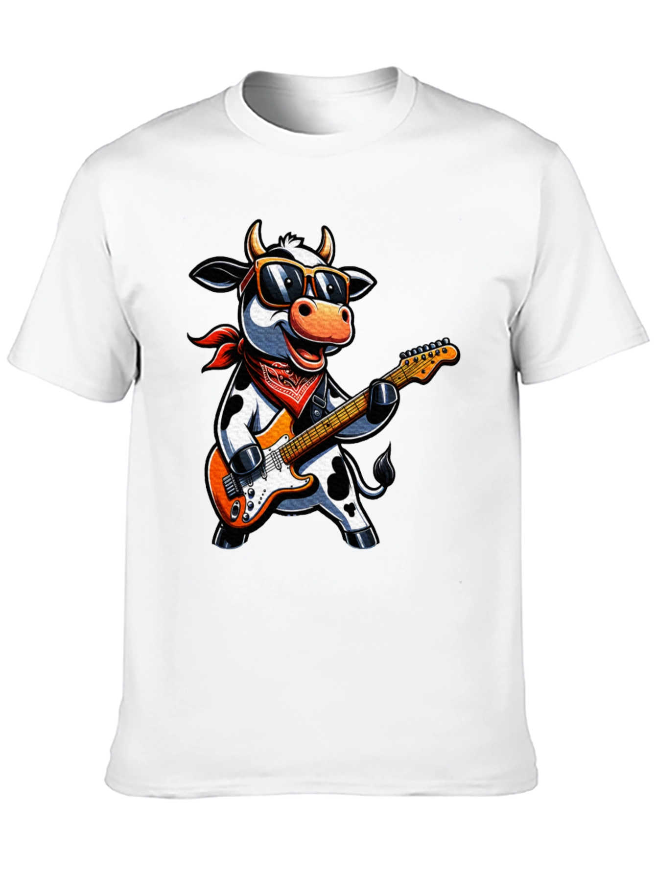 Black Cool Cow Guitarist Graphic Tee - Rock On! view 10