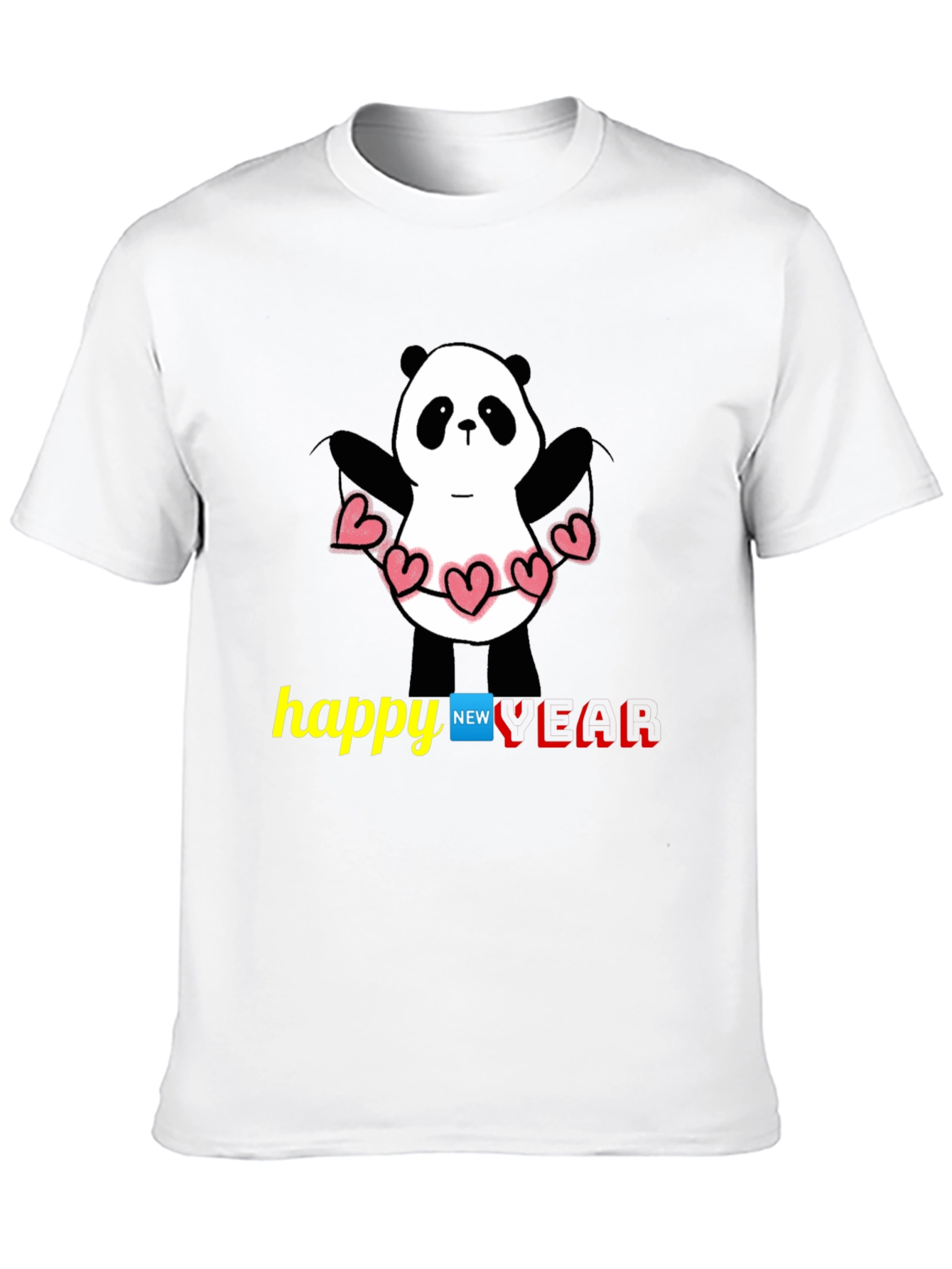 Black Happy New Year Panda T-Shirt - Black view 10